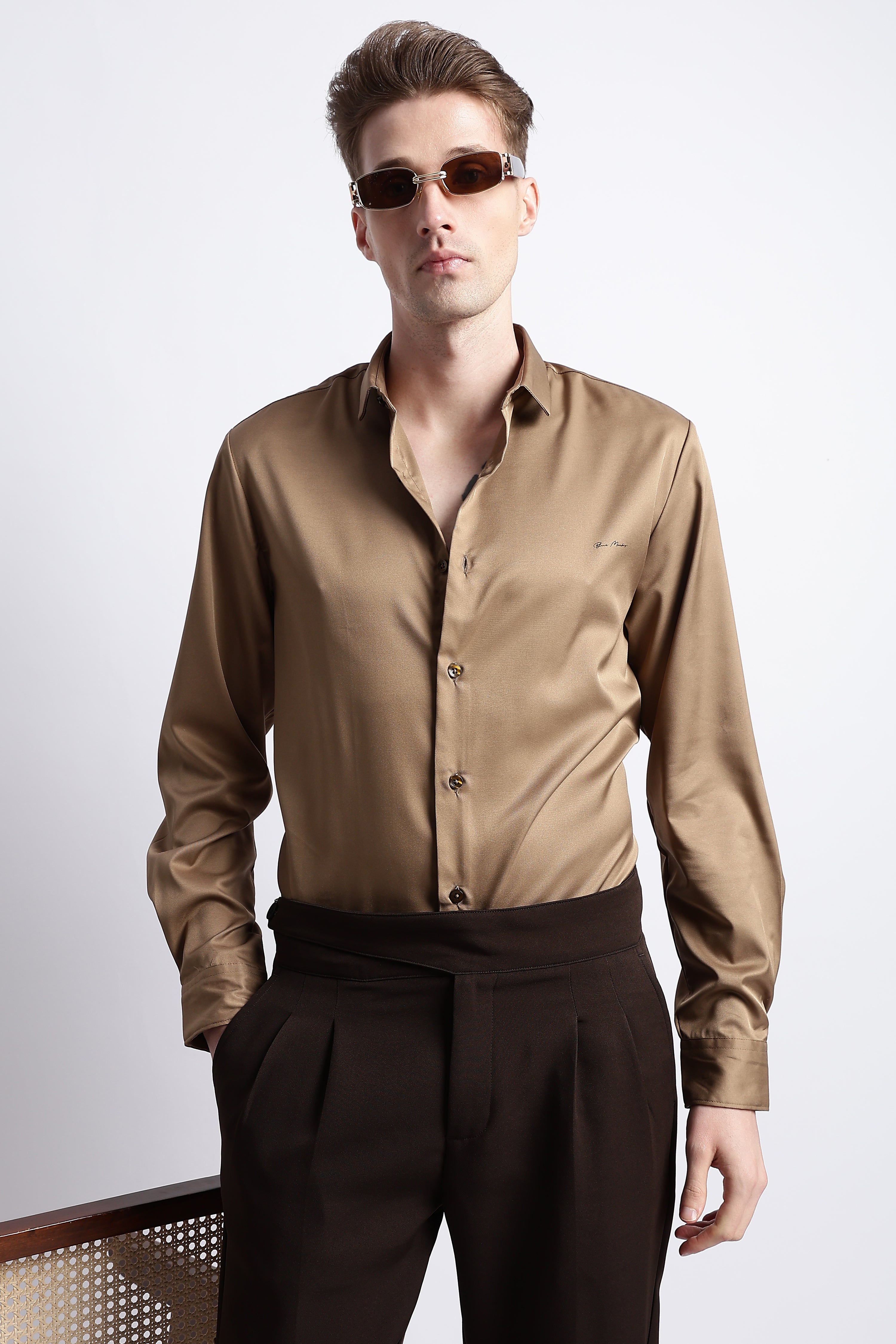 Men Smooth Satin Party Shirt
