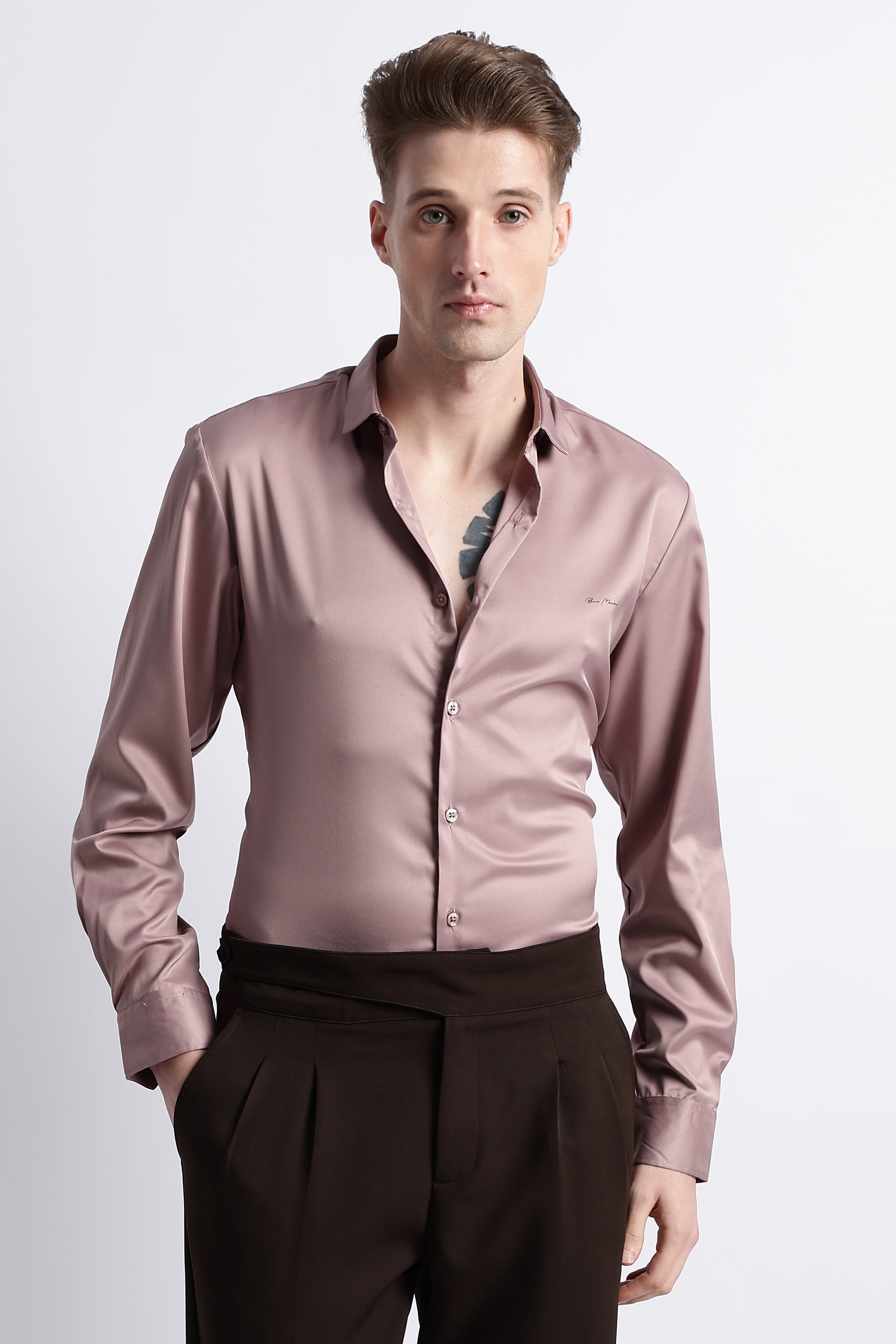 Men Smooth Satin Party Shirt