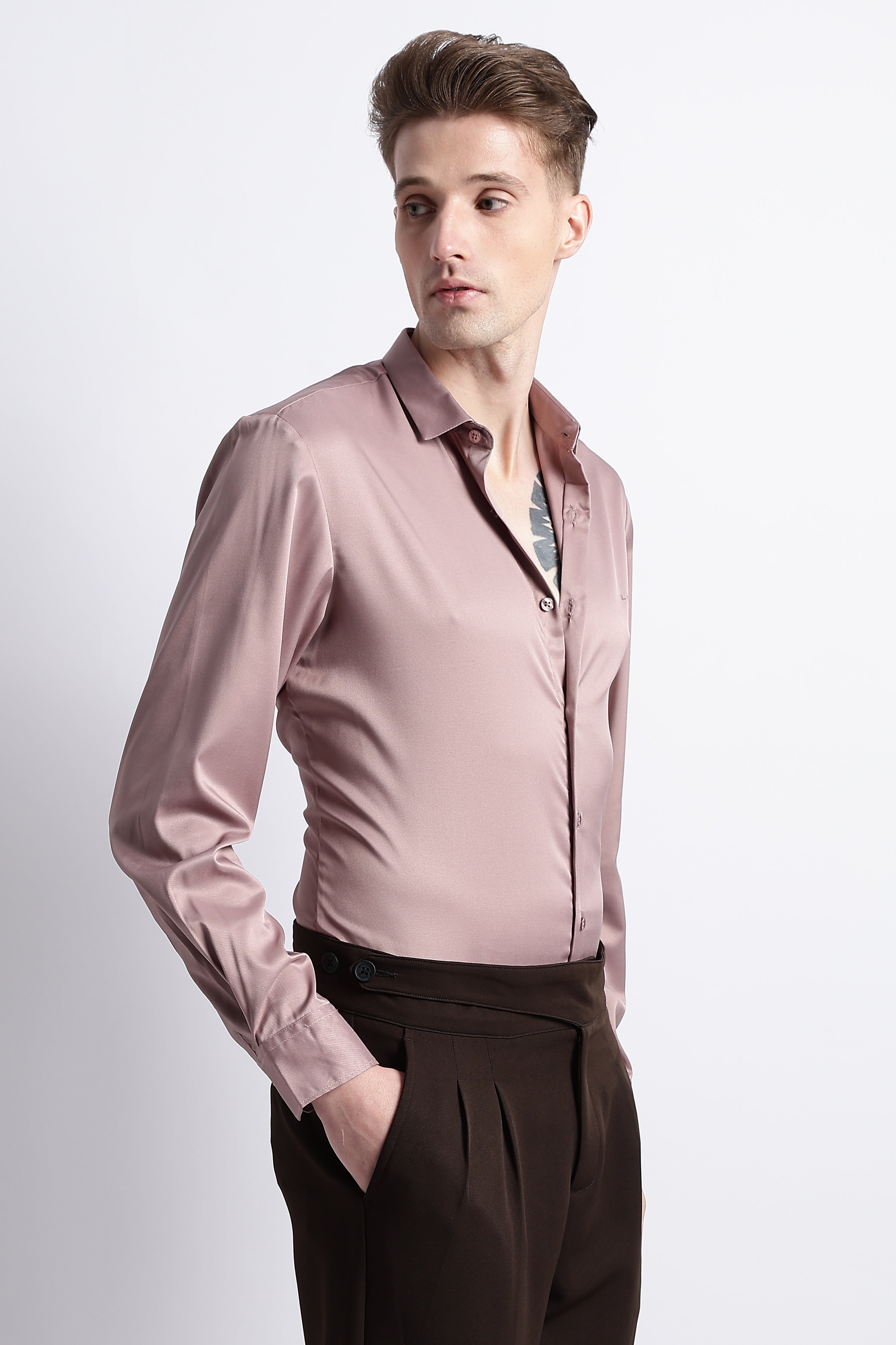 Men Smooth Satin Party Shirt