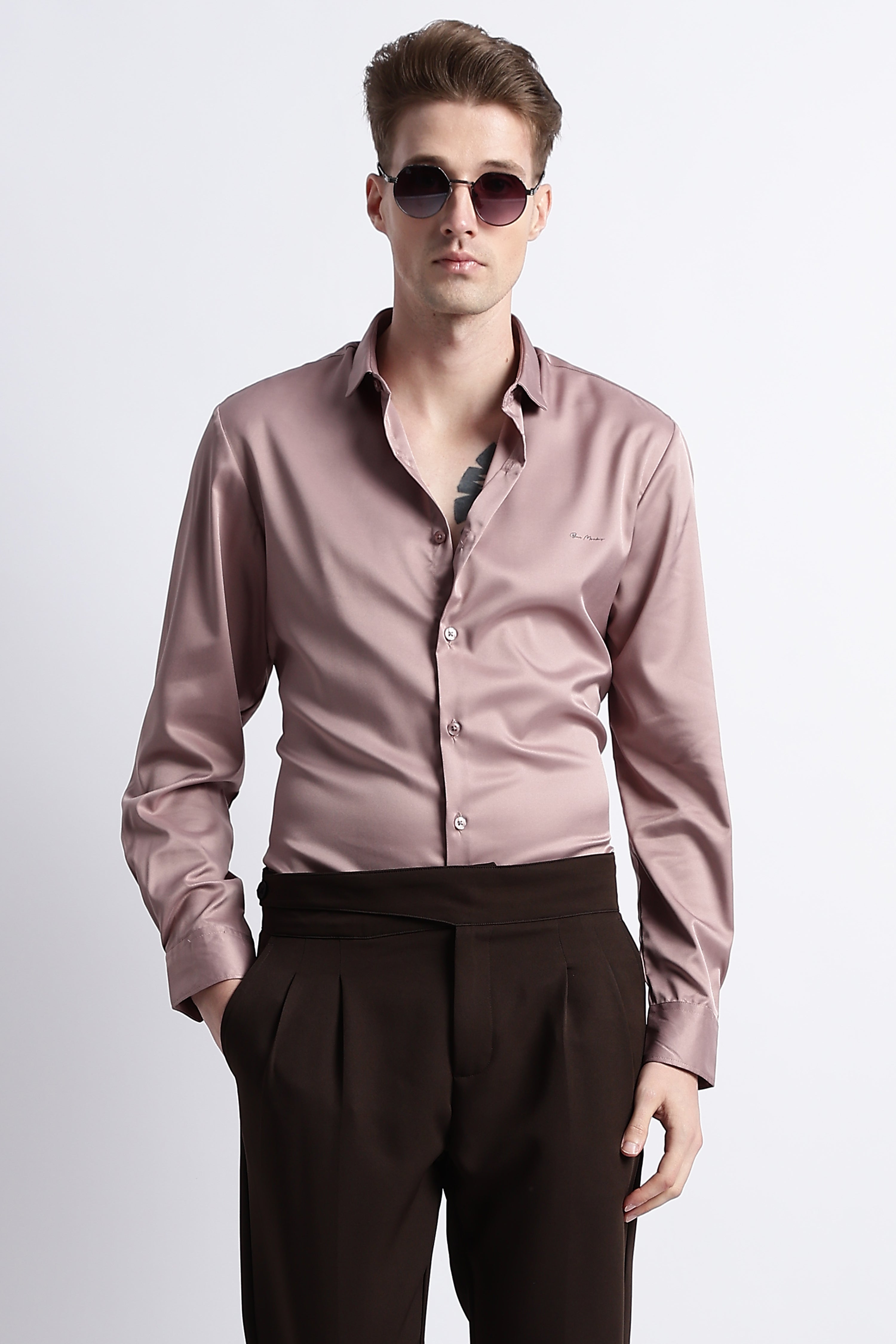 Men Smooth Satin Party Shirt