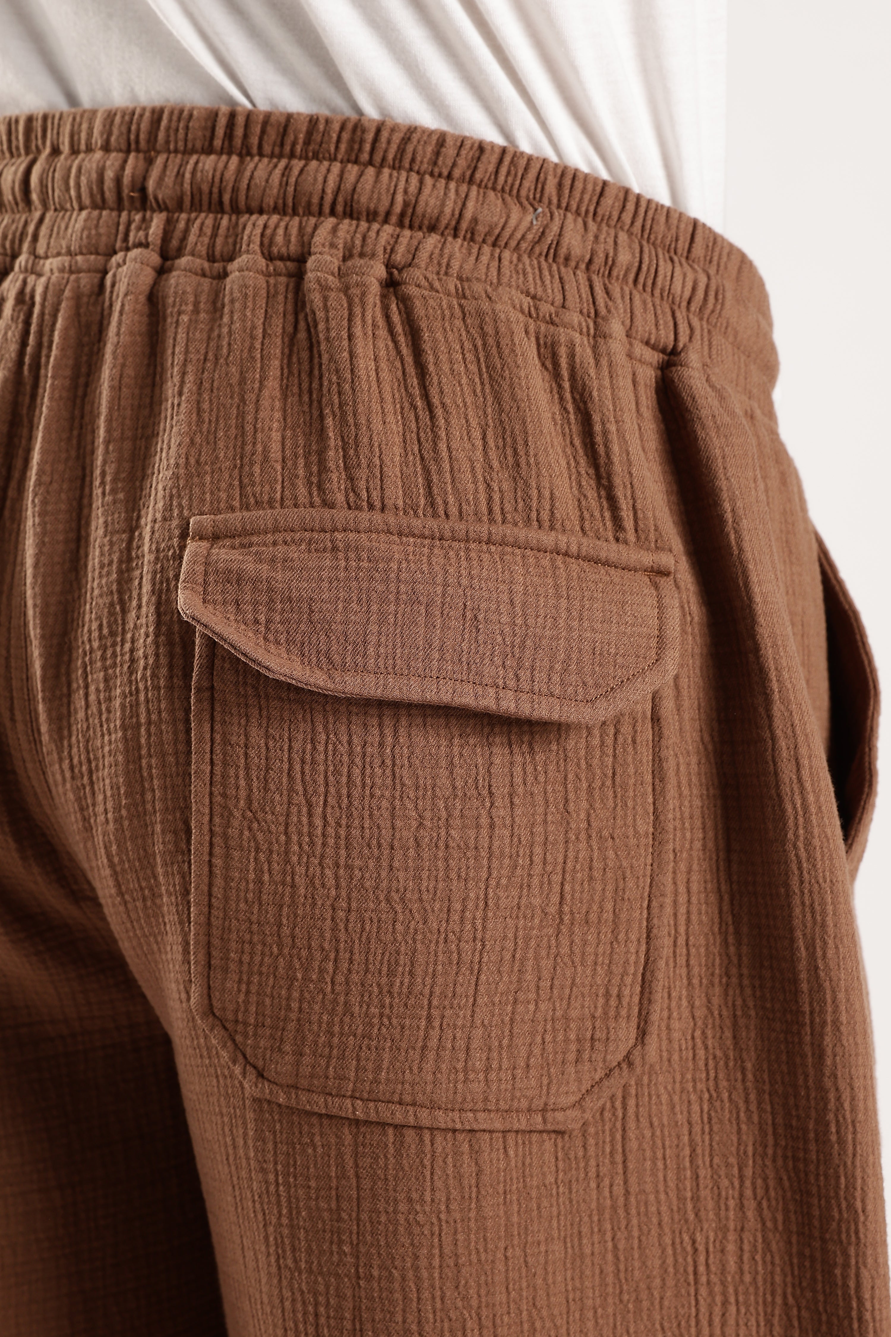 Men Brown Drawcord Trousers