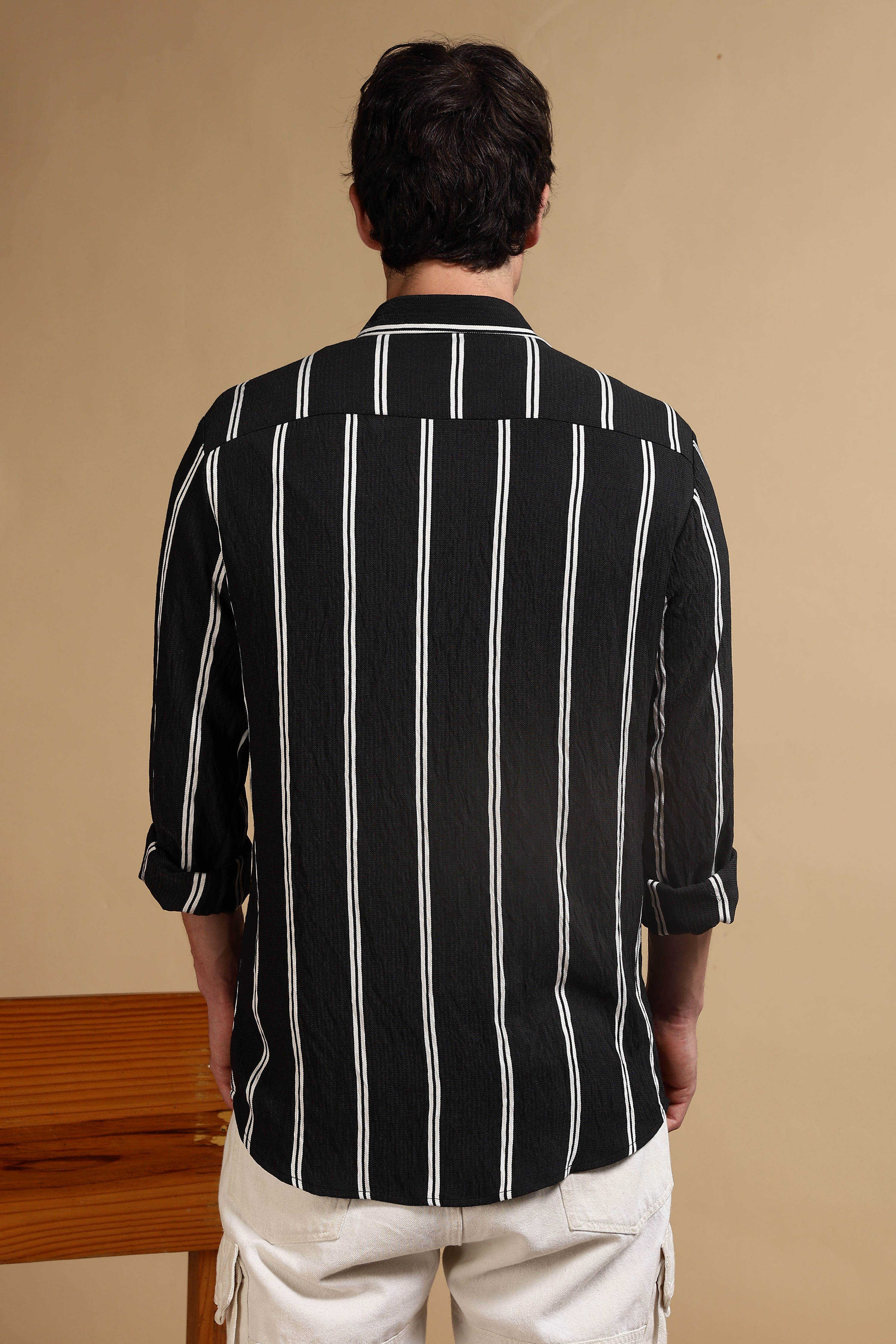 Men Black Striped Shirt