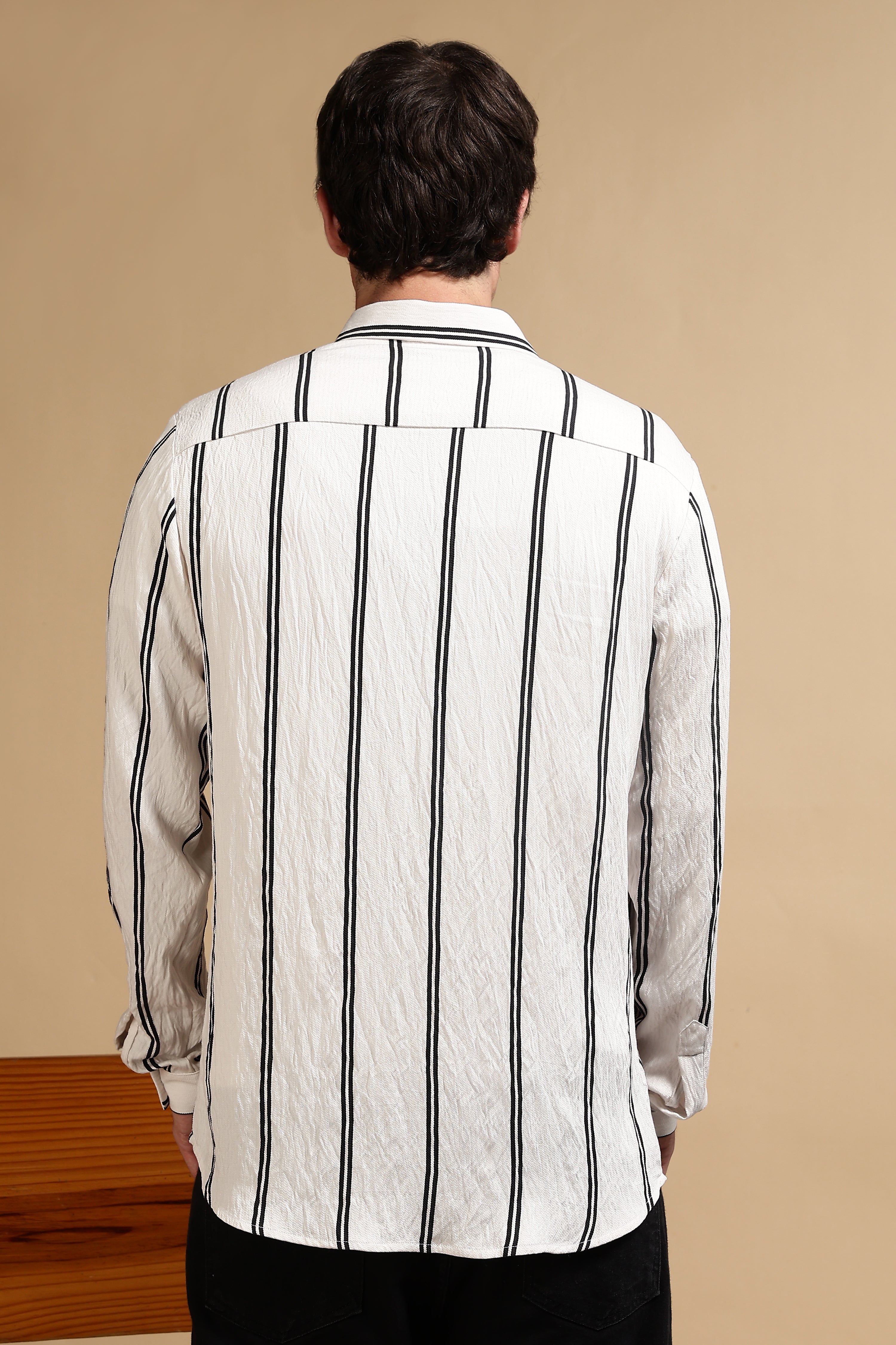 Men White Striped Shirt