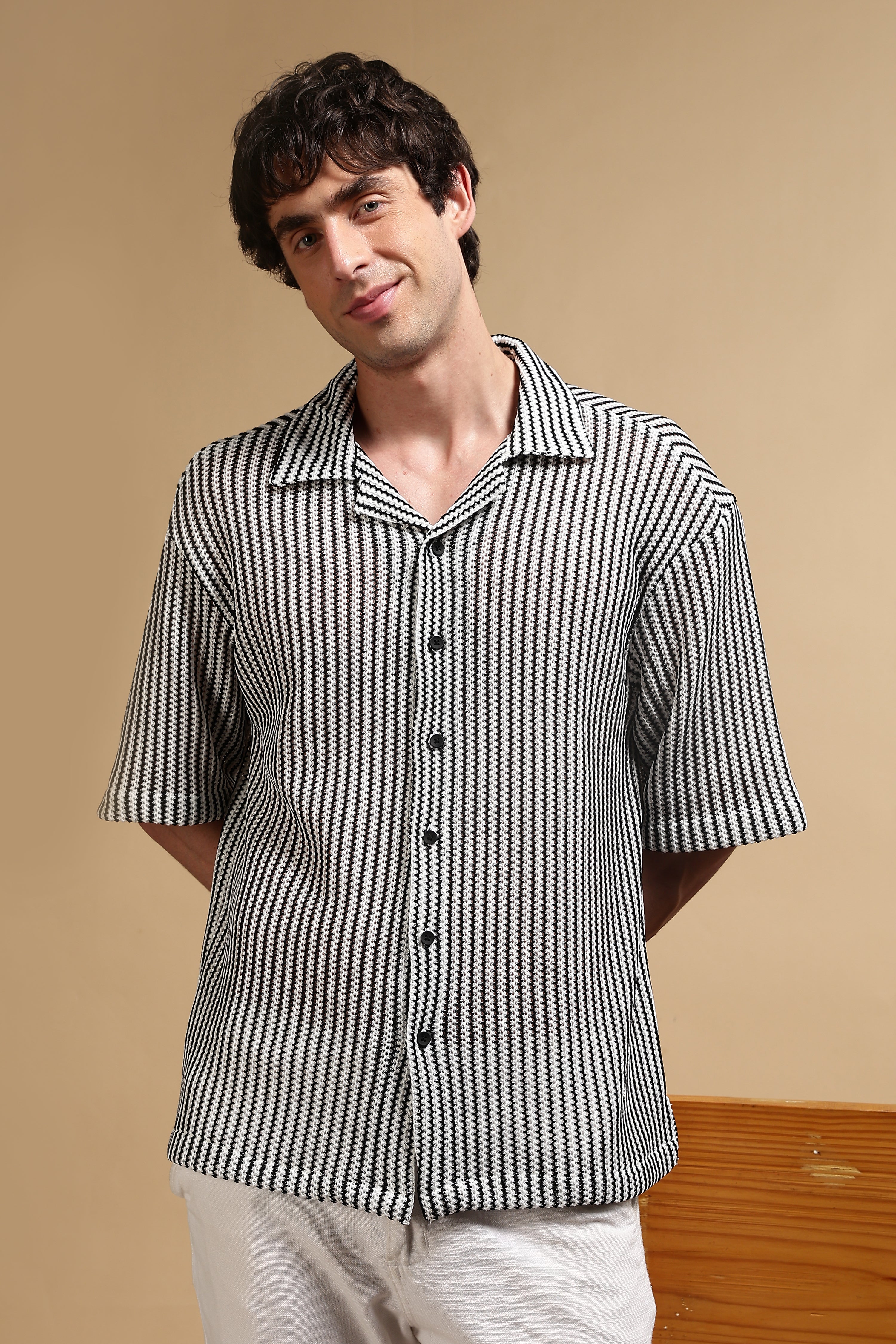 Men White Polyester Relaxed Fit Shirt