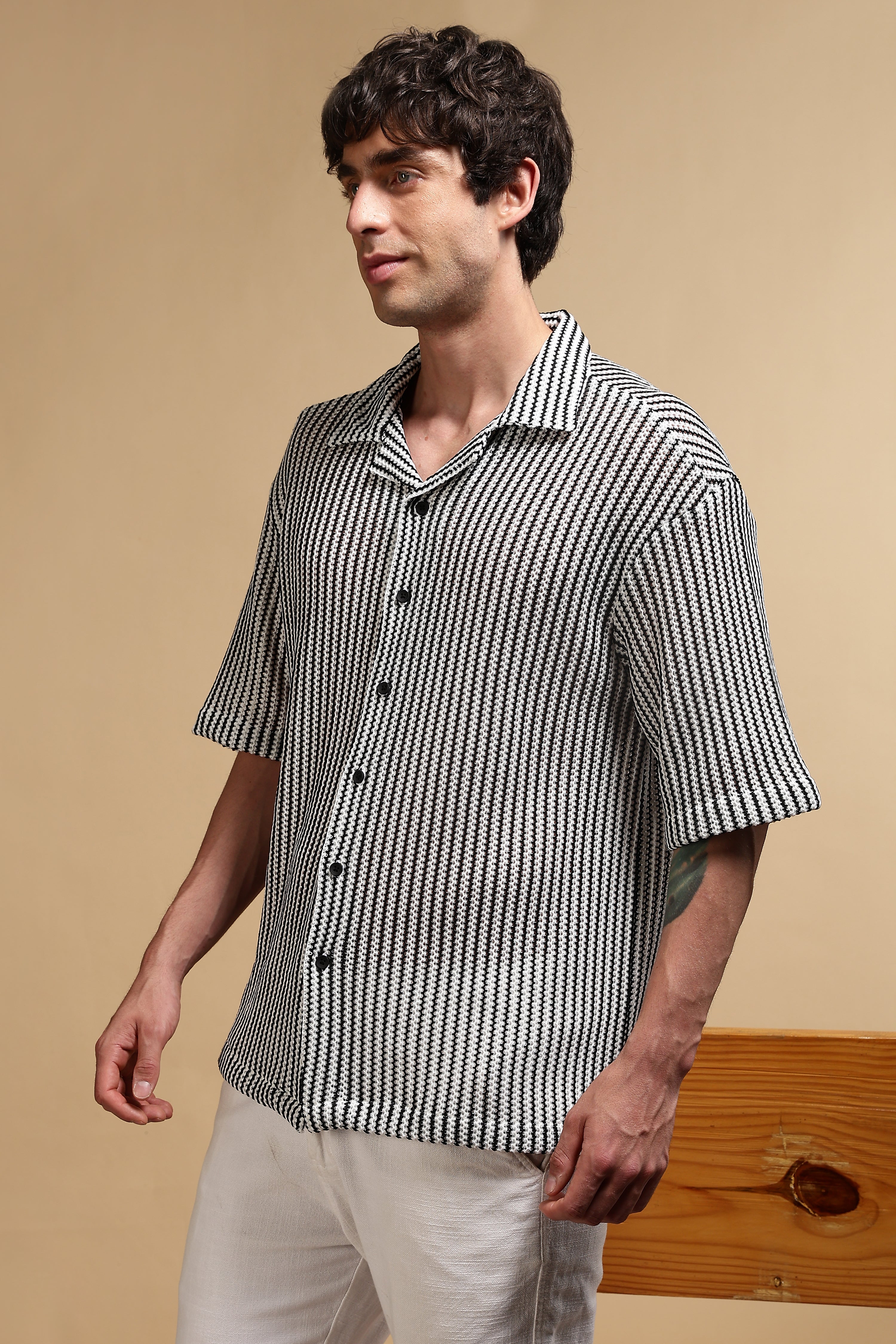 Men White Polyester Relaxed Fit Shirt