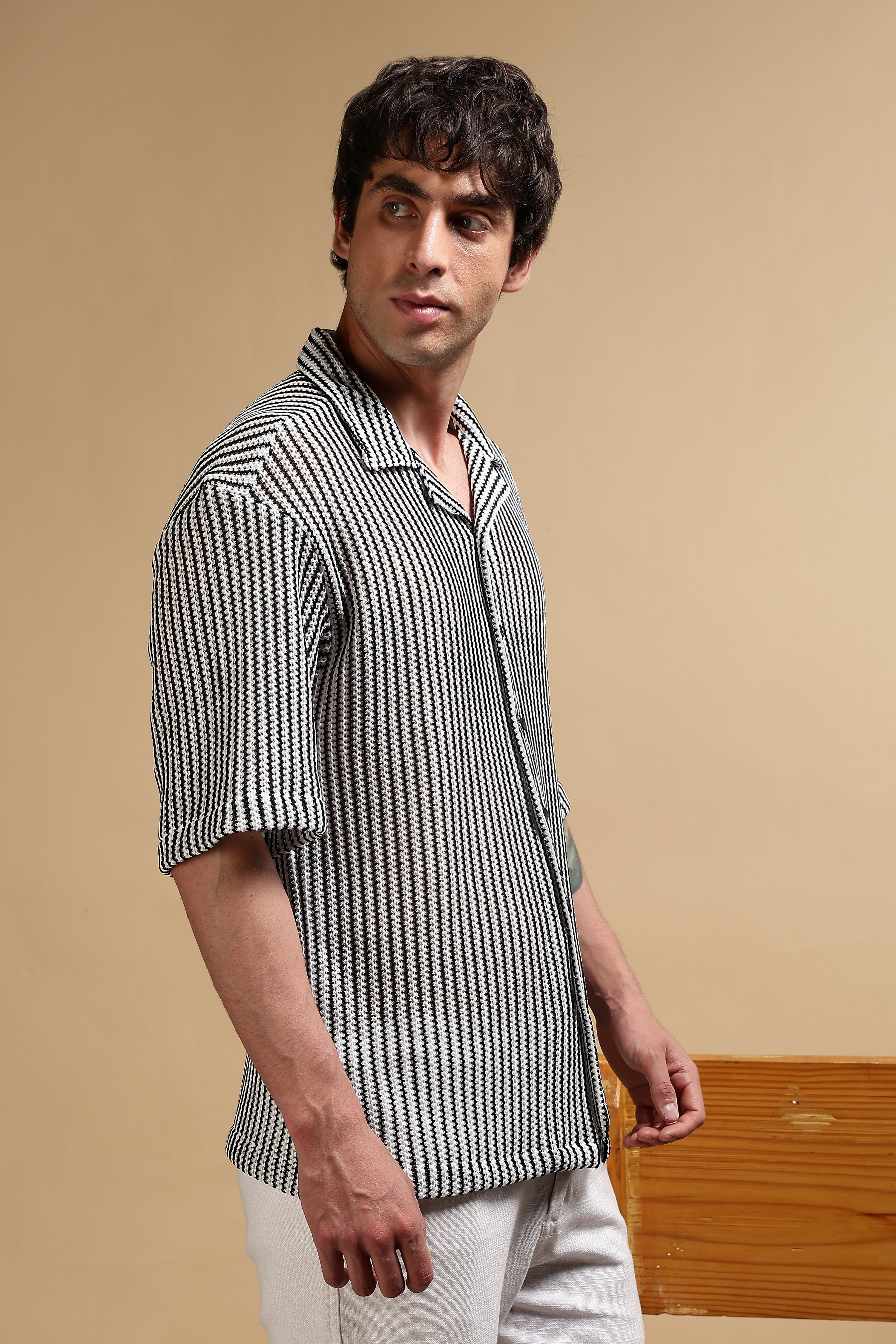 Men White Polyester Relaxed Fit Shirt