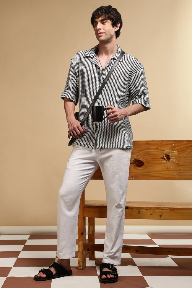 Men White Polyester Relaxed Fit Shirt