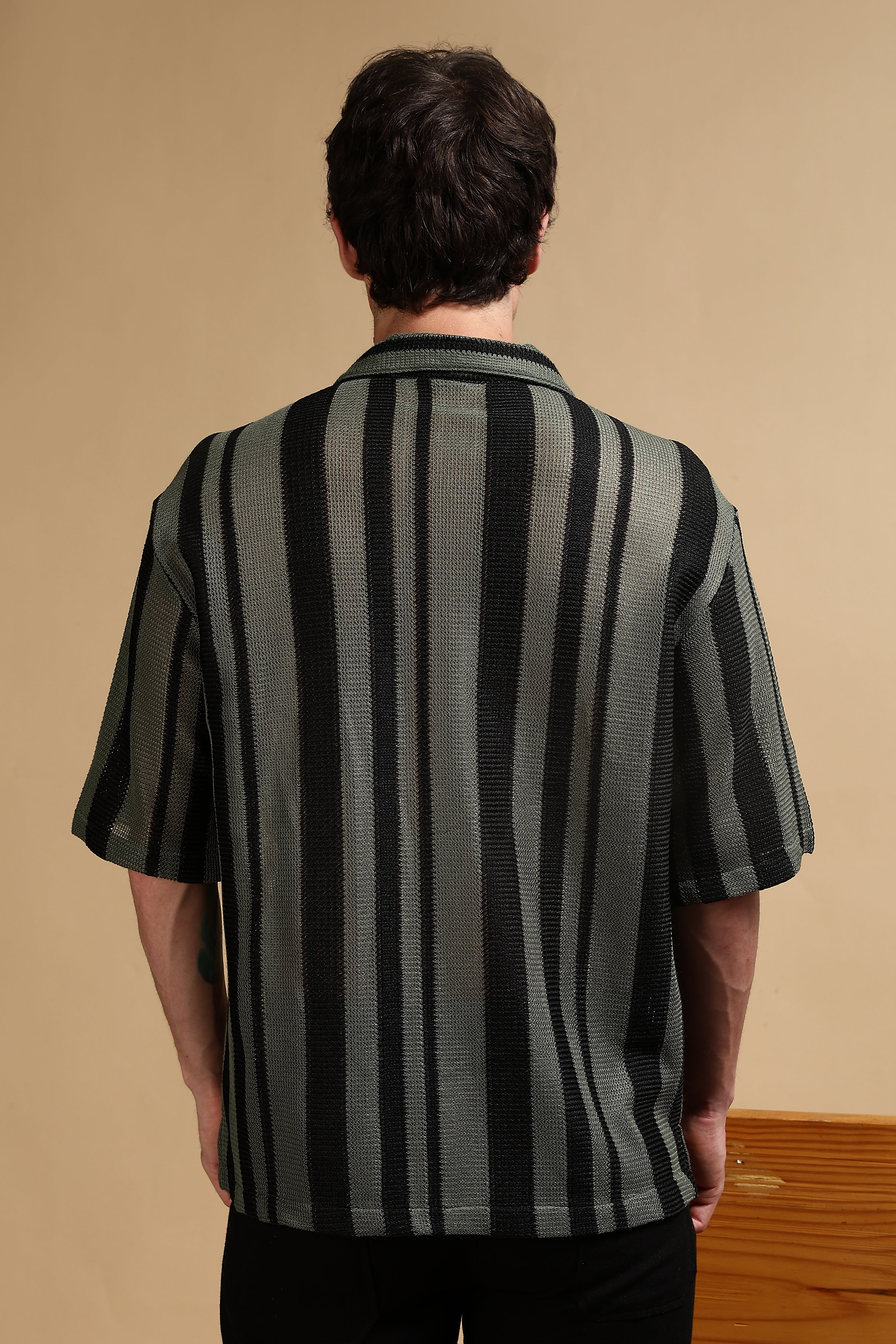 Men Green Relaxed Fit Striped Shirt