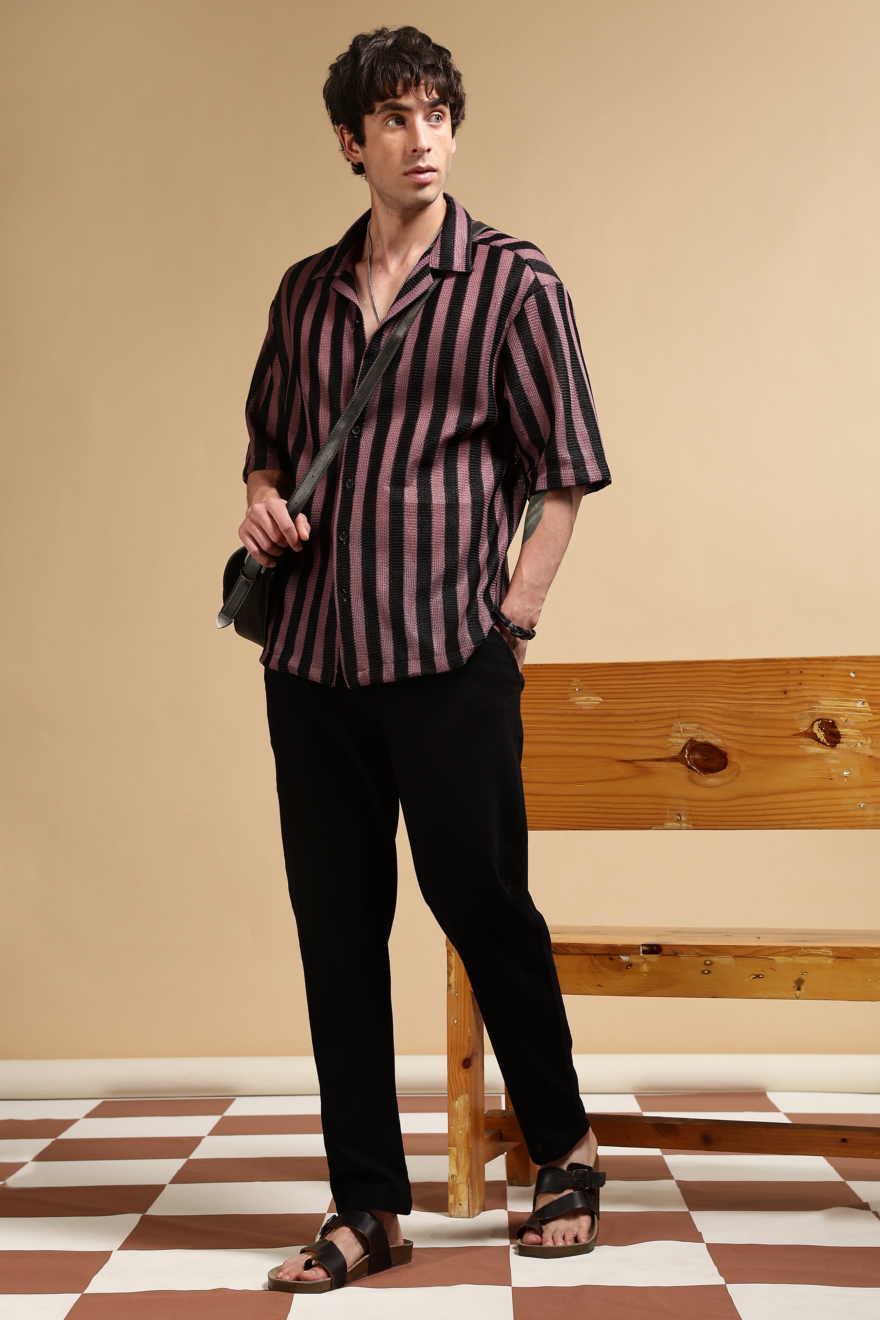 Men Black Cotton Loose Fit Drawcord Pants