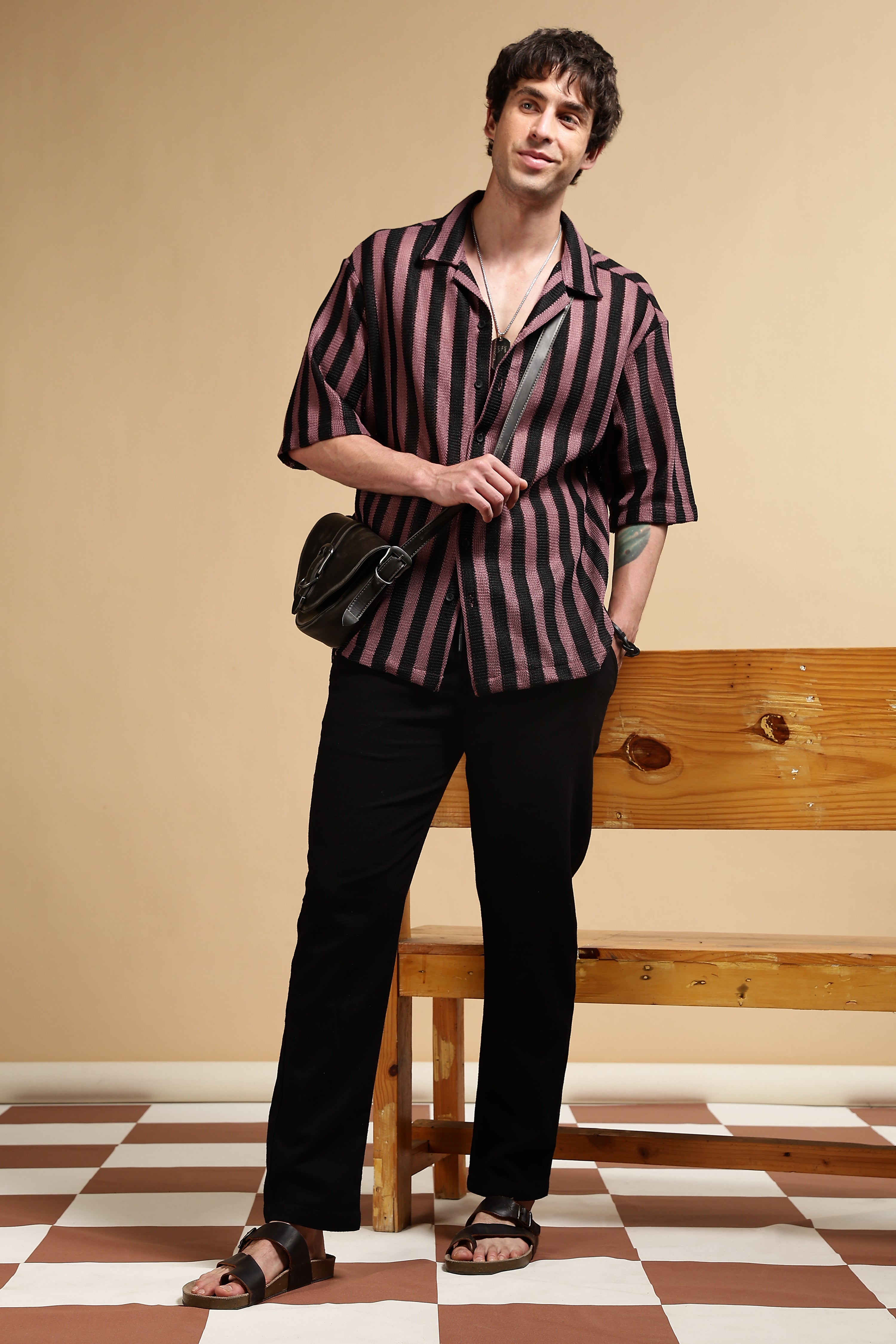 Men Black Cotton Loose Fit Drawcord Pants