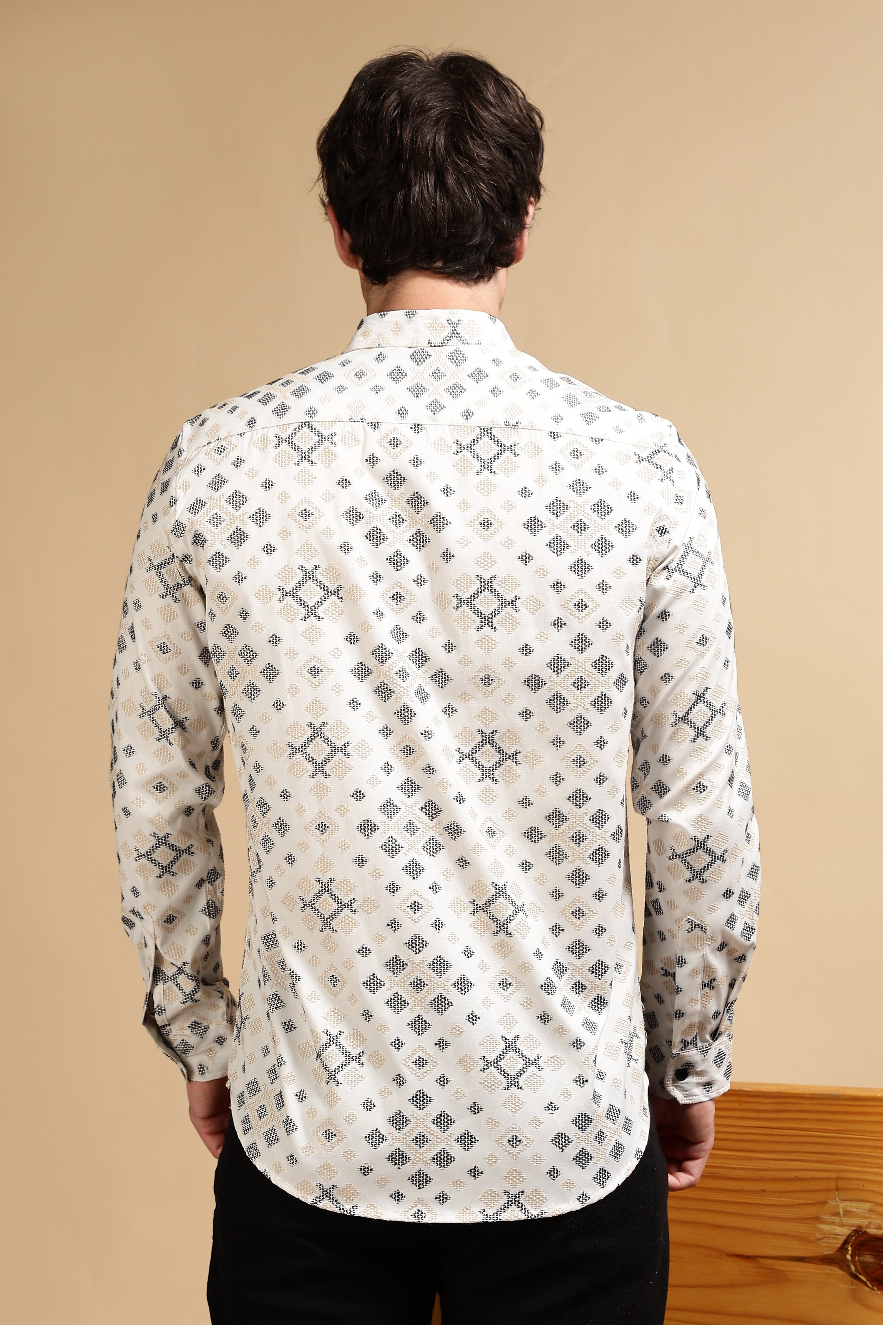 Men Black Poly Cotton Slim Fit Shirt