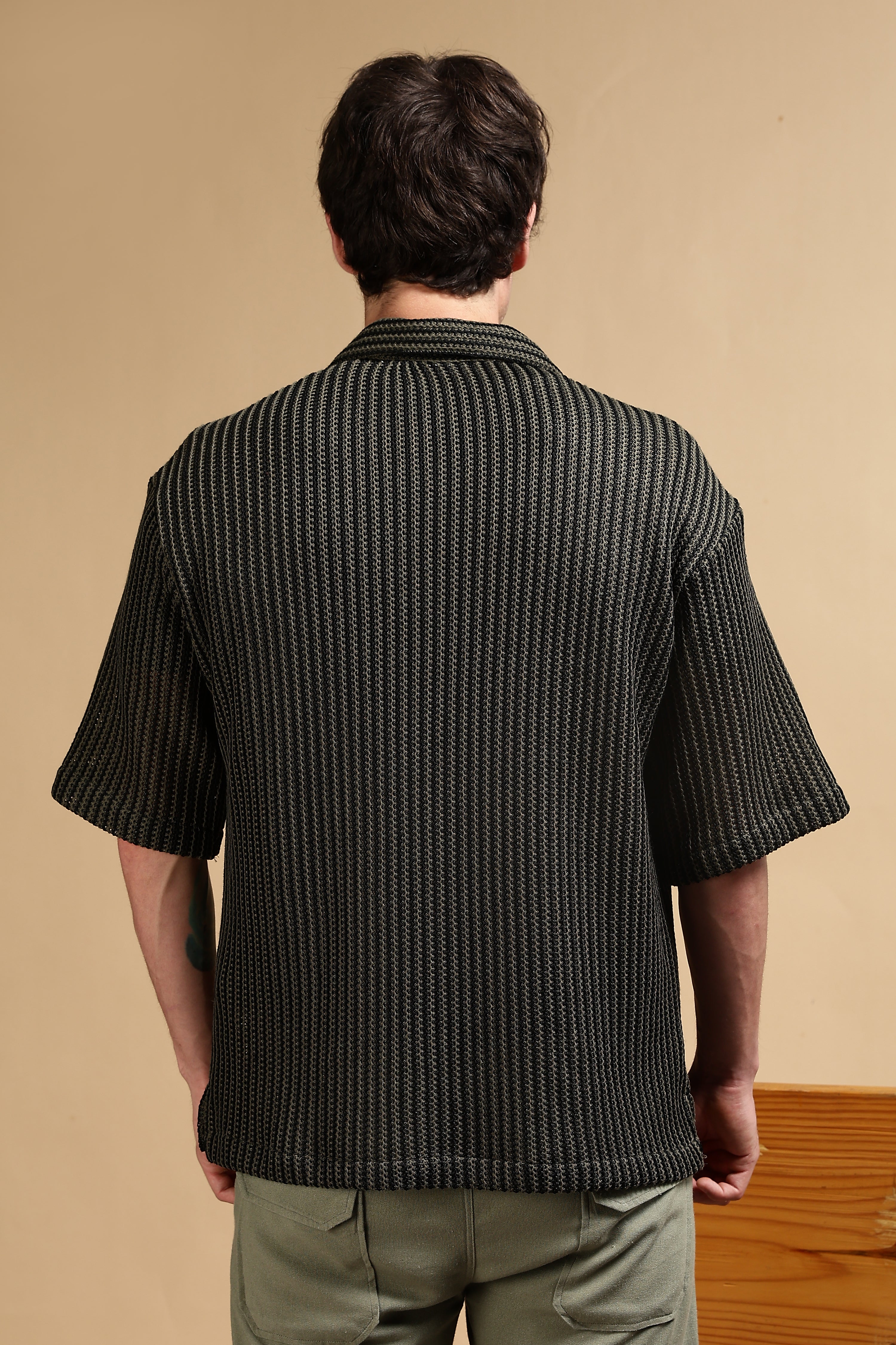 Men Green Polyester Relaxed Fit Shirt