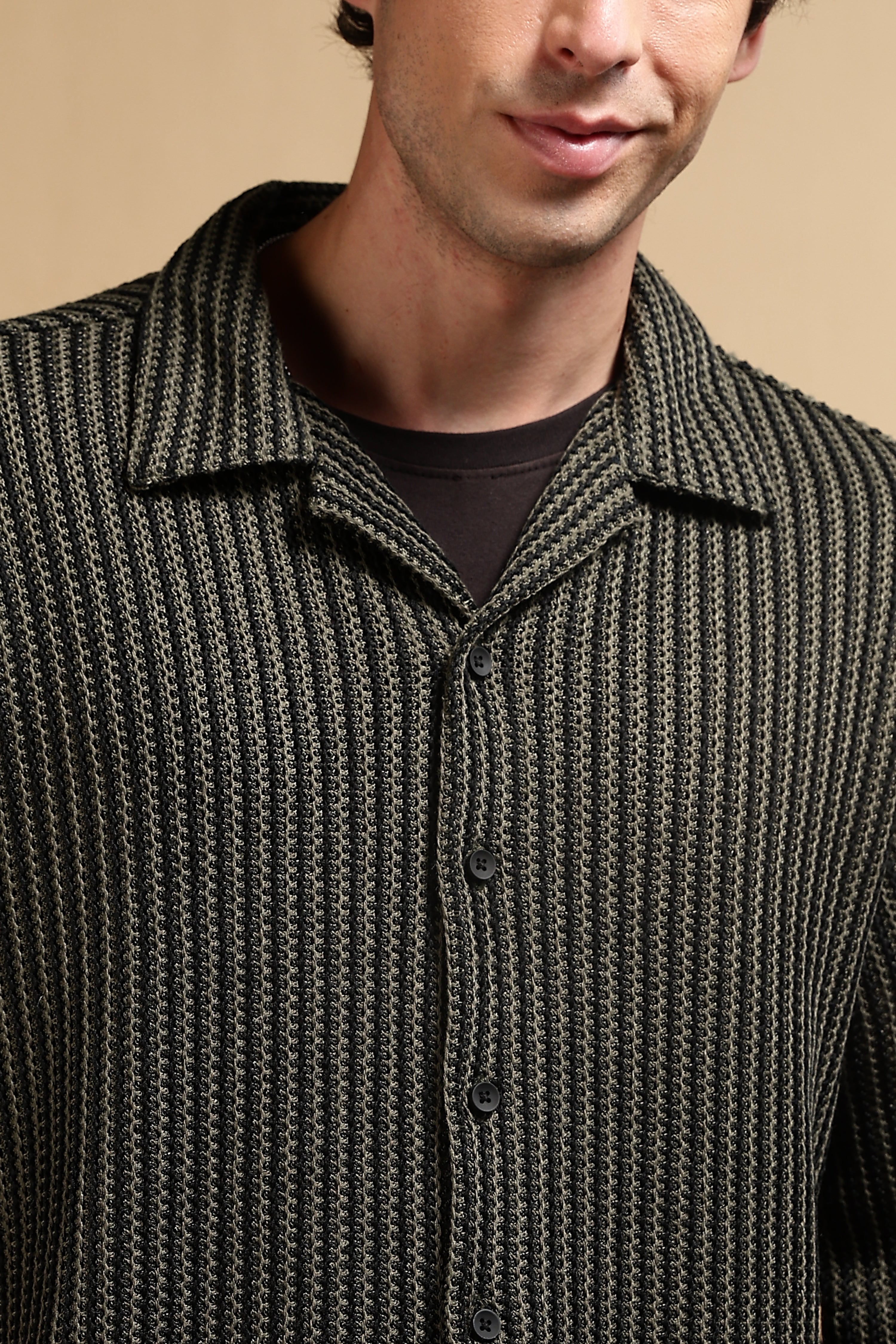 Men Green Polyester Relaxed Fit Shirt