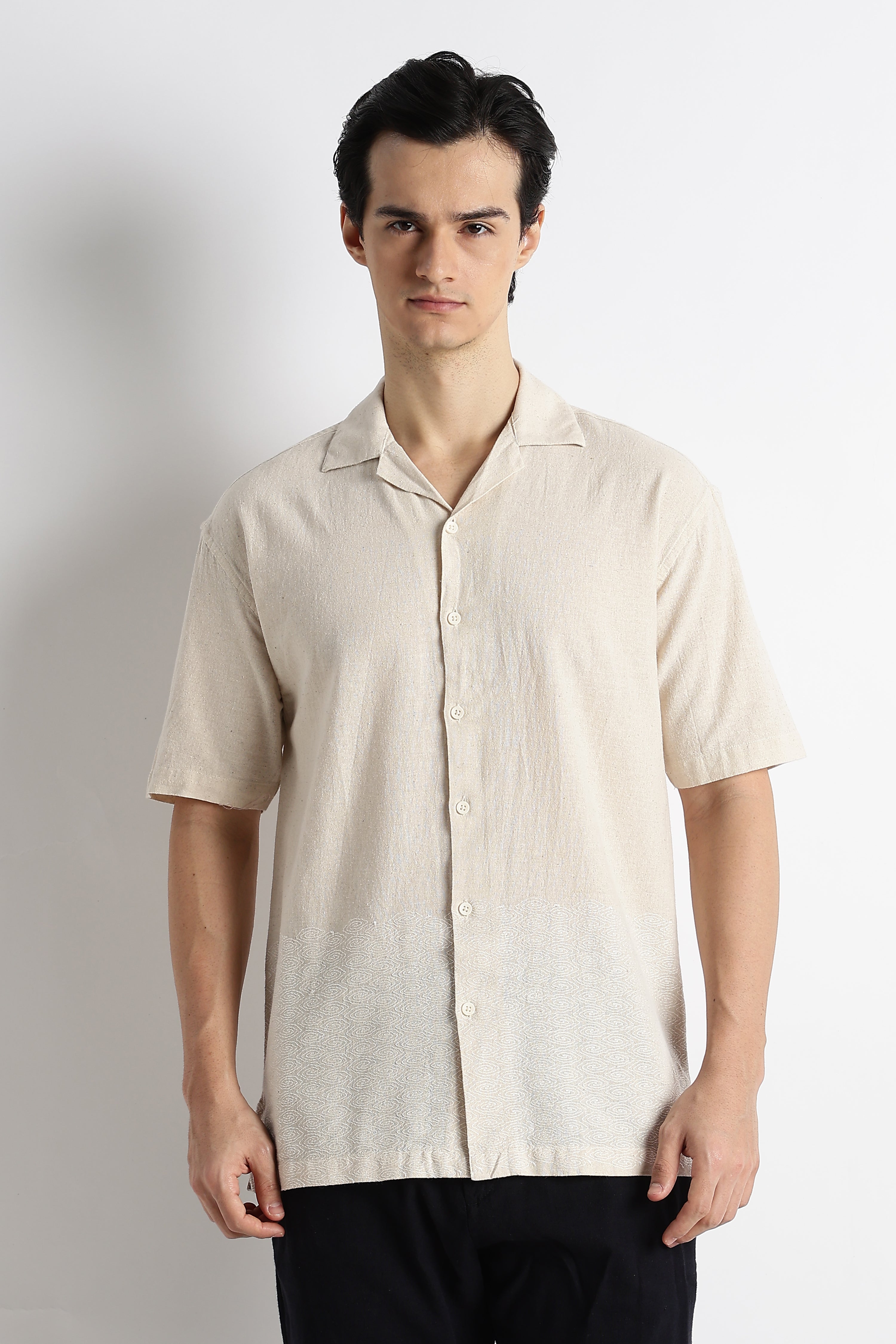 Men Cotton Cuban Collar Shirt