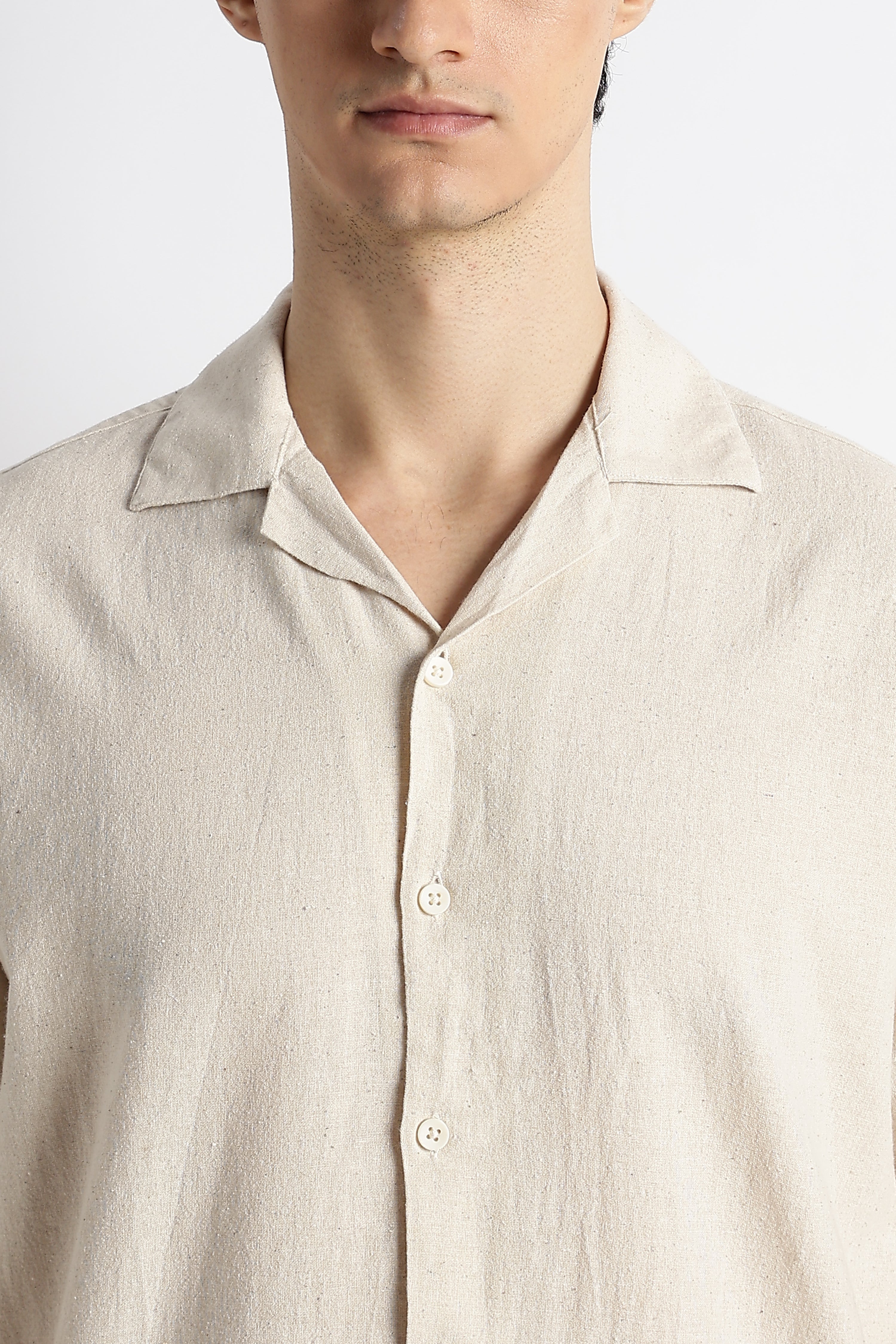Men Cotton Cuban Collar Shirt