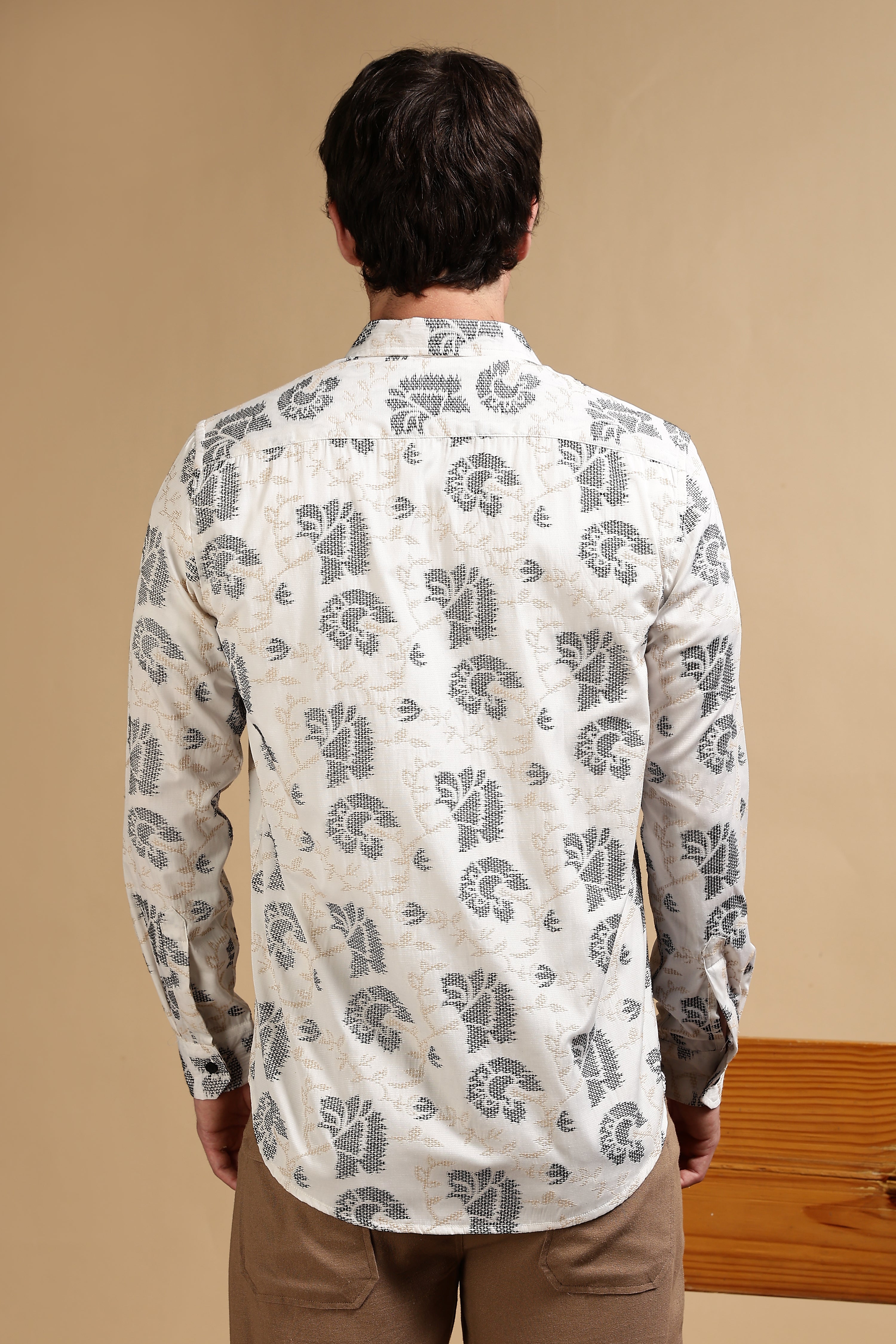 Men White Poly Cotton Slim Fit Shirt