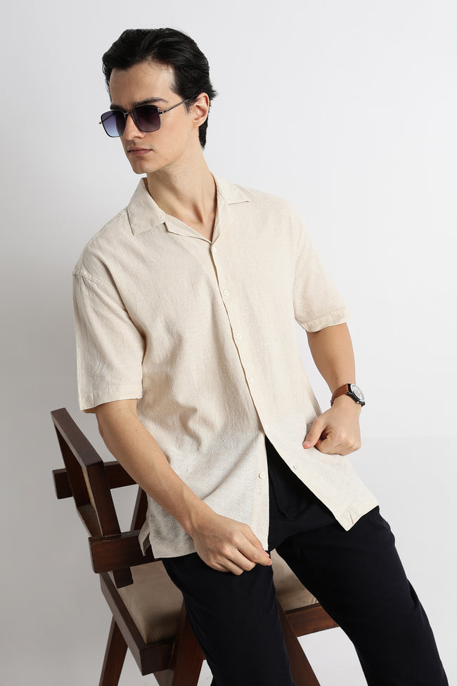 Men Cotton Cuban Collar Shirt