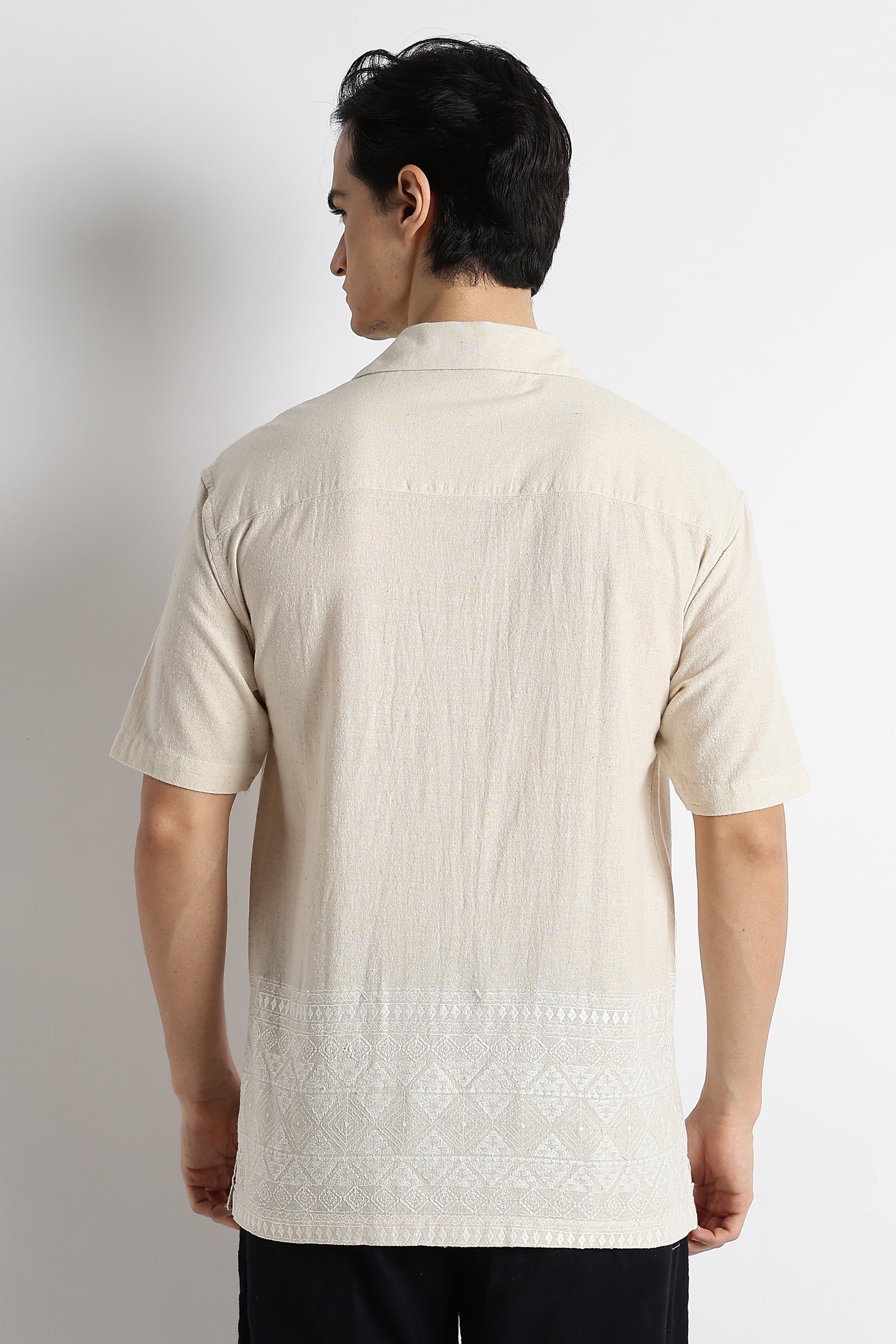 Men Cotton Cuban Collar Shirt