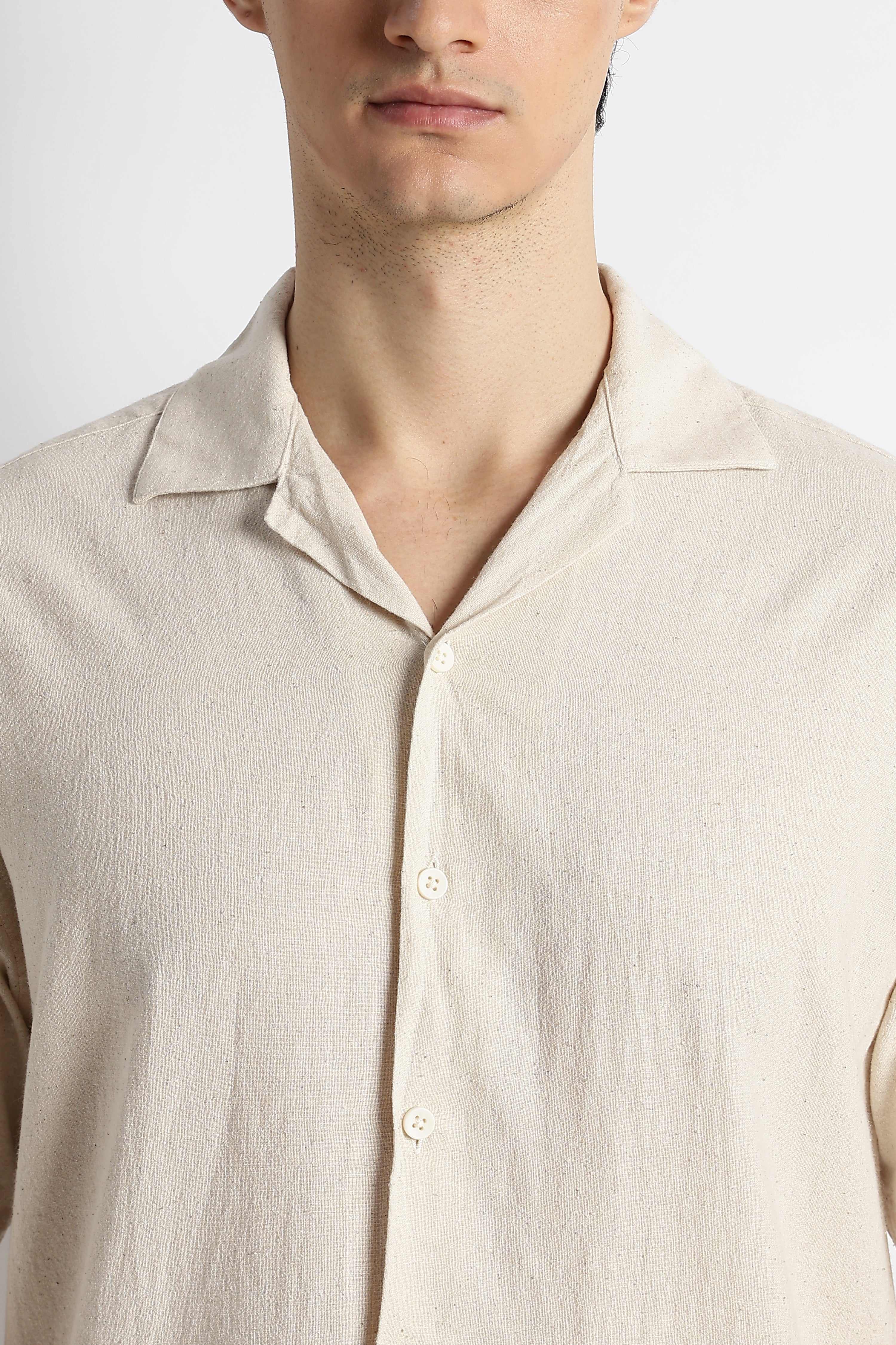 Men Cotton Cuban Collar Shirt