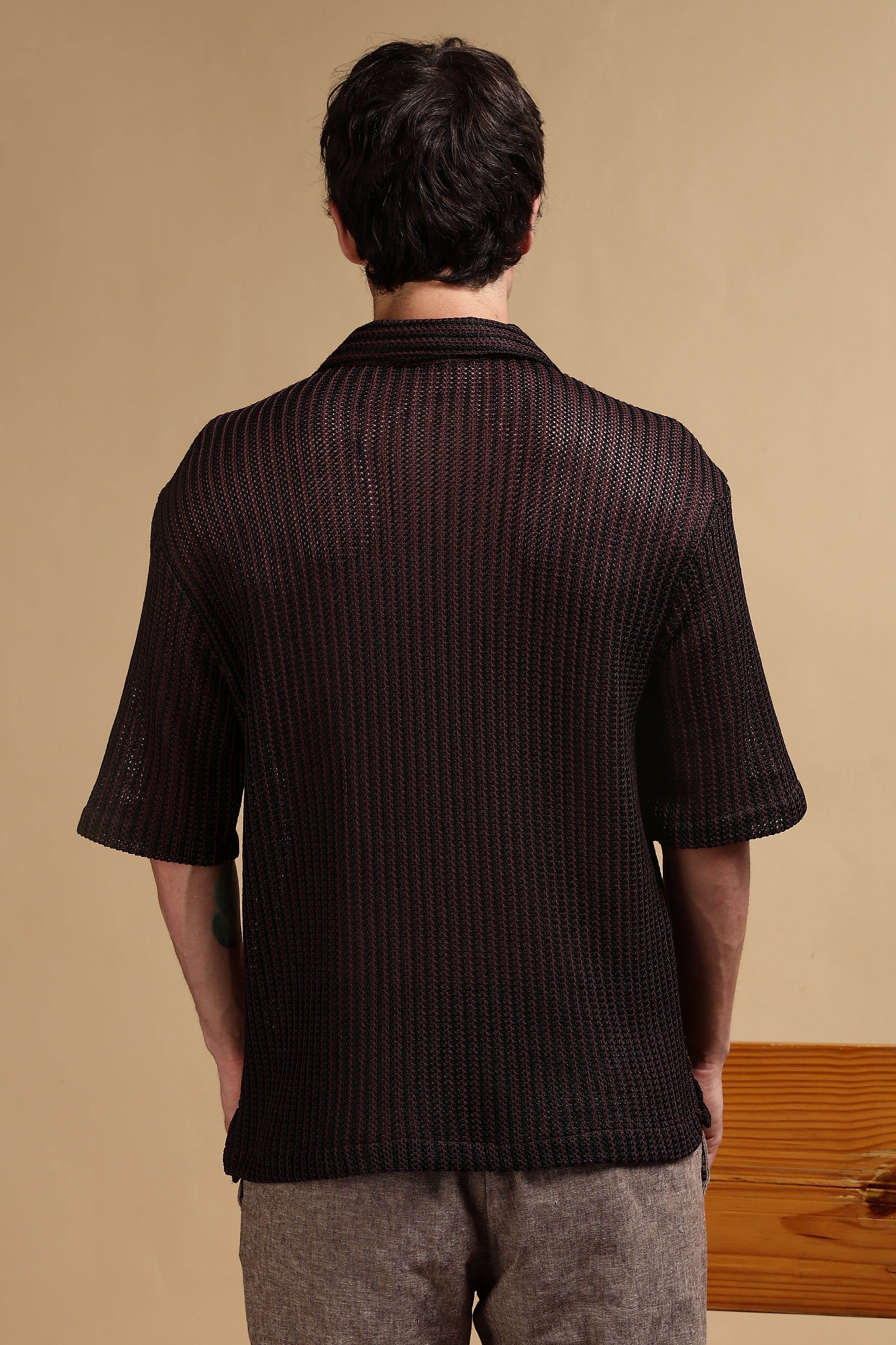 Men Brown Polyester Relaxed Fit Shirt