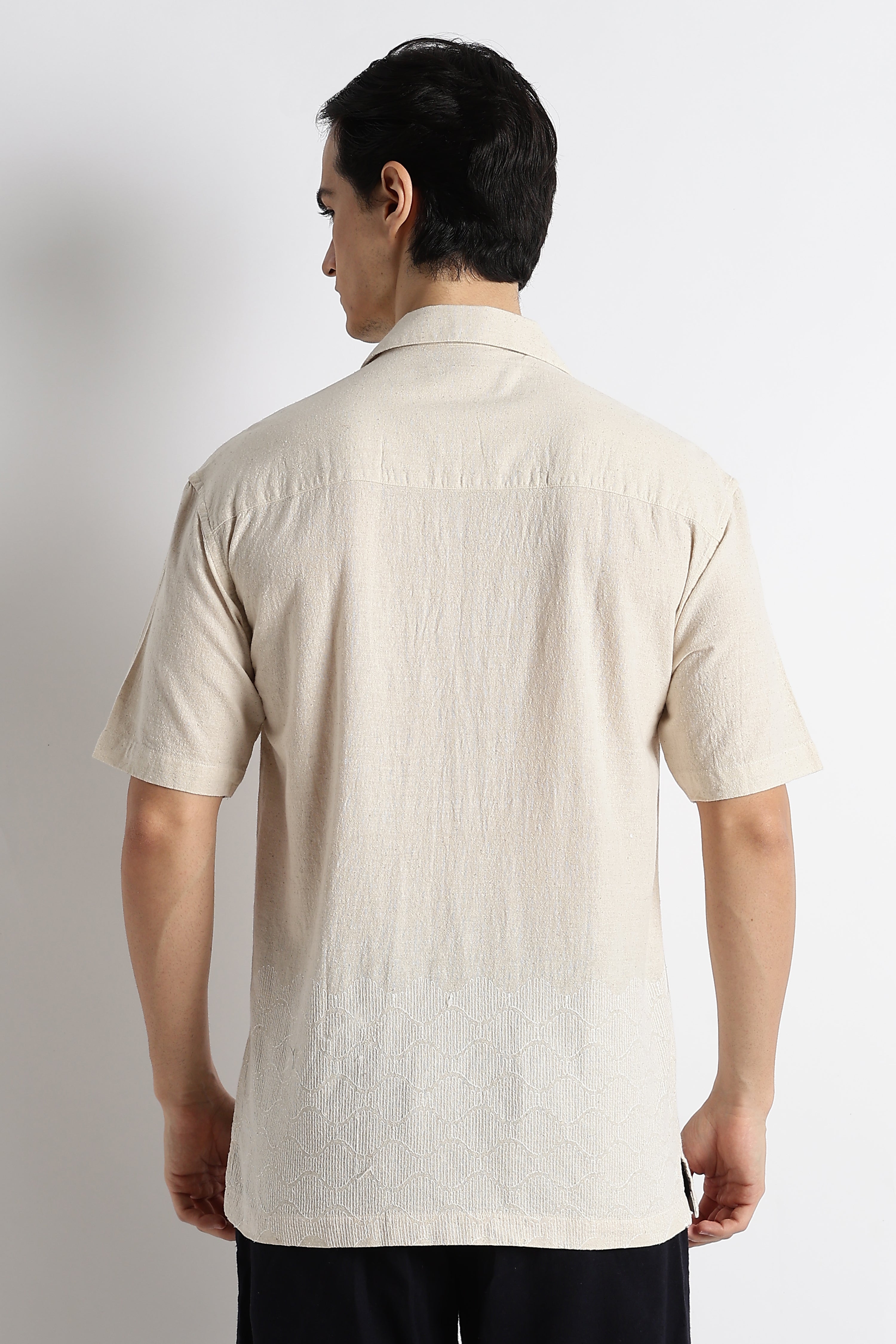 Men Cotton Cuban Collar Shirt