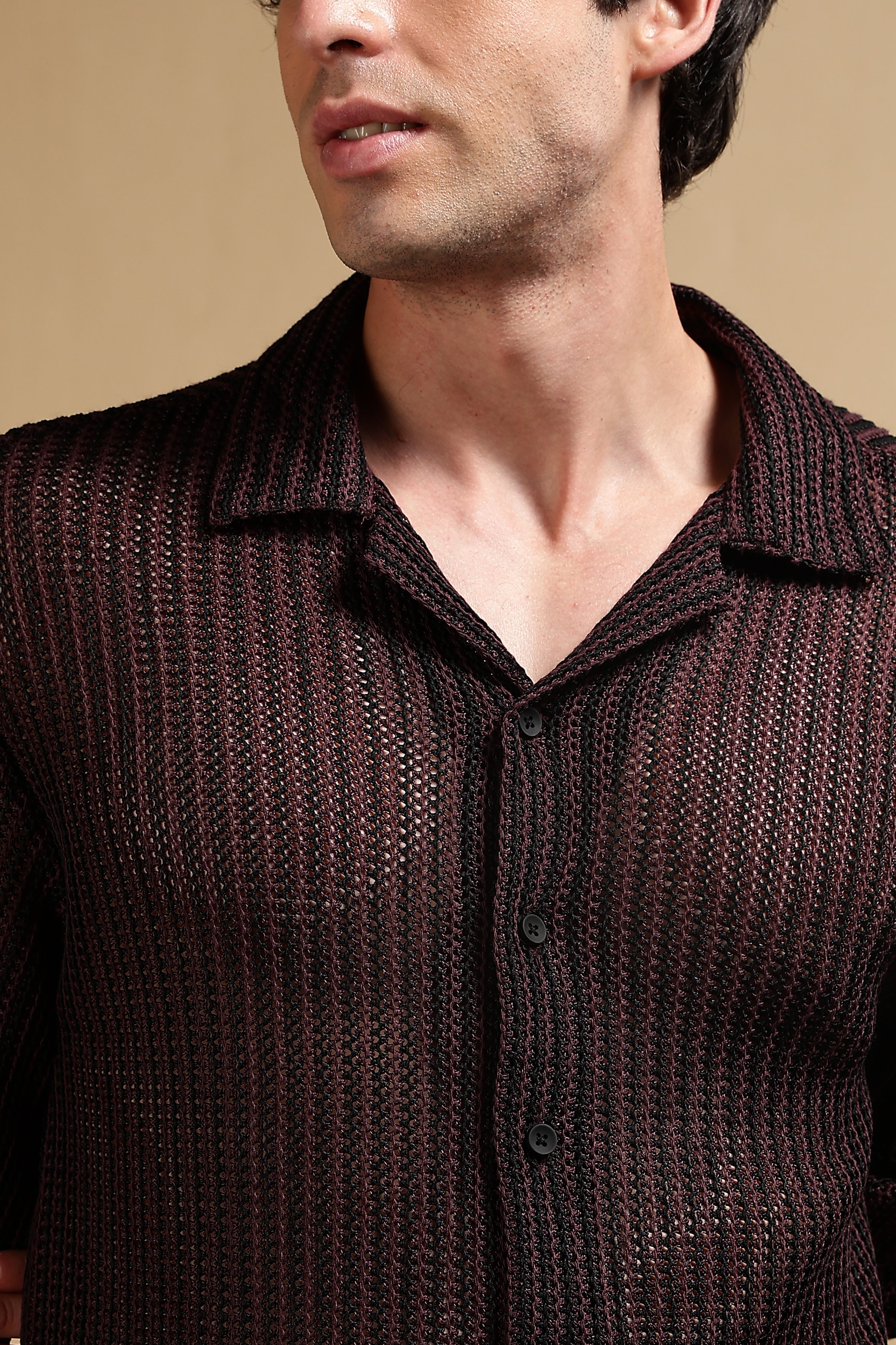 Men Brown Polyester Relaxed Fit Shirt