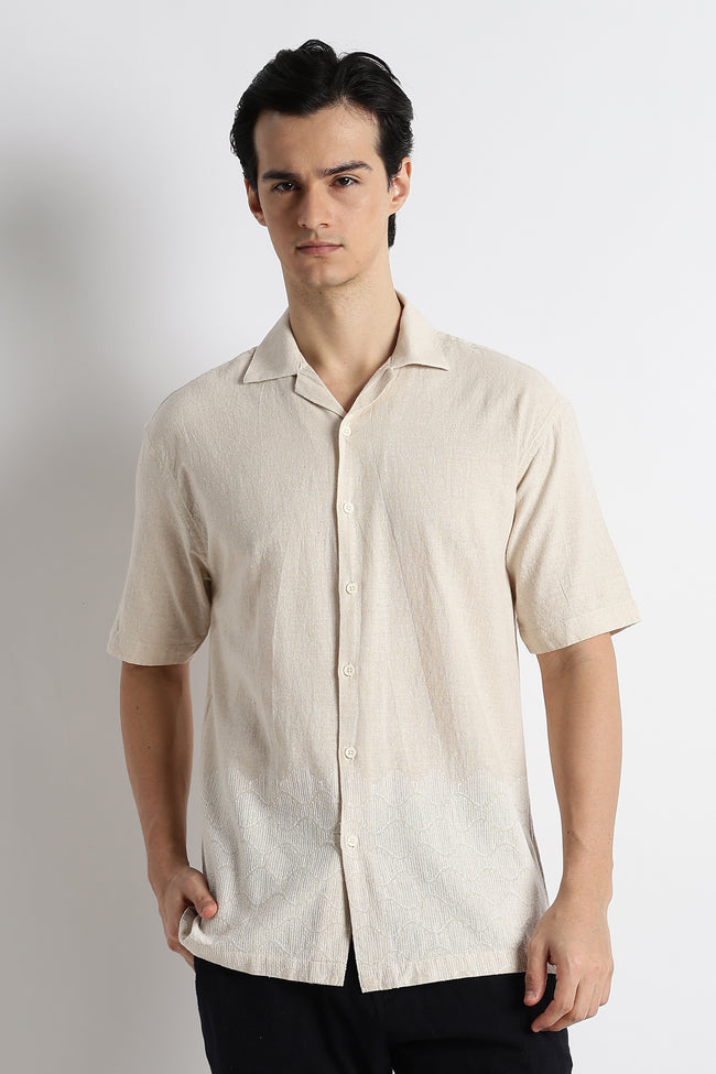Men Cotton Cuban Collar Shirt