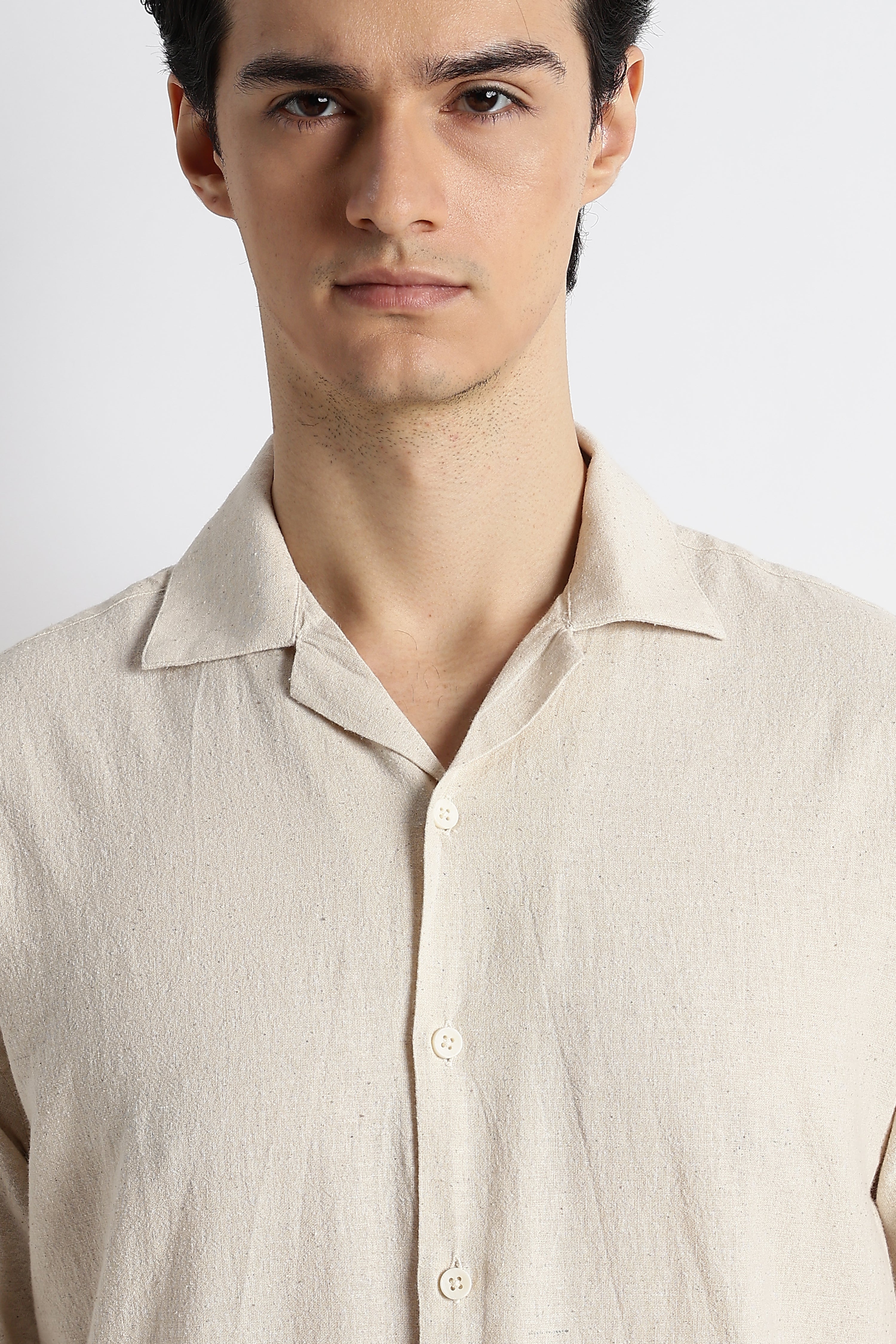 Men Cotton Cuban Collar Shirt