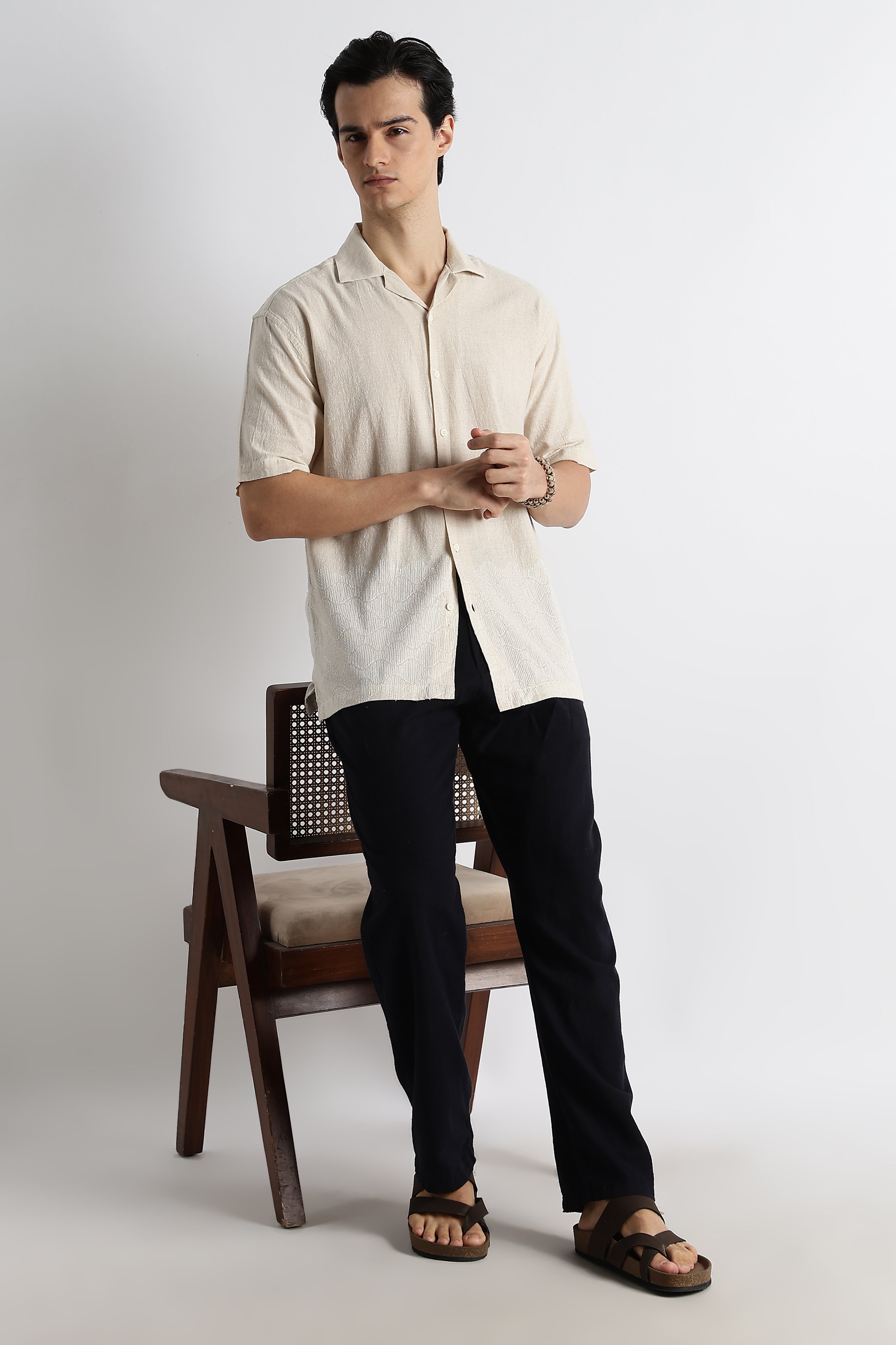 Men Cotton Cuban Collar Shirt