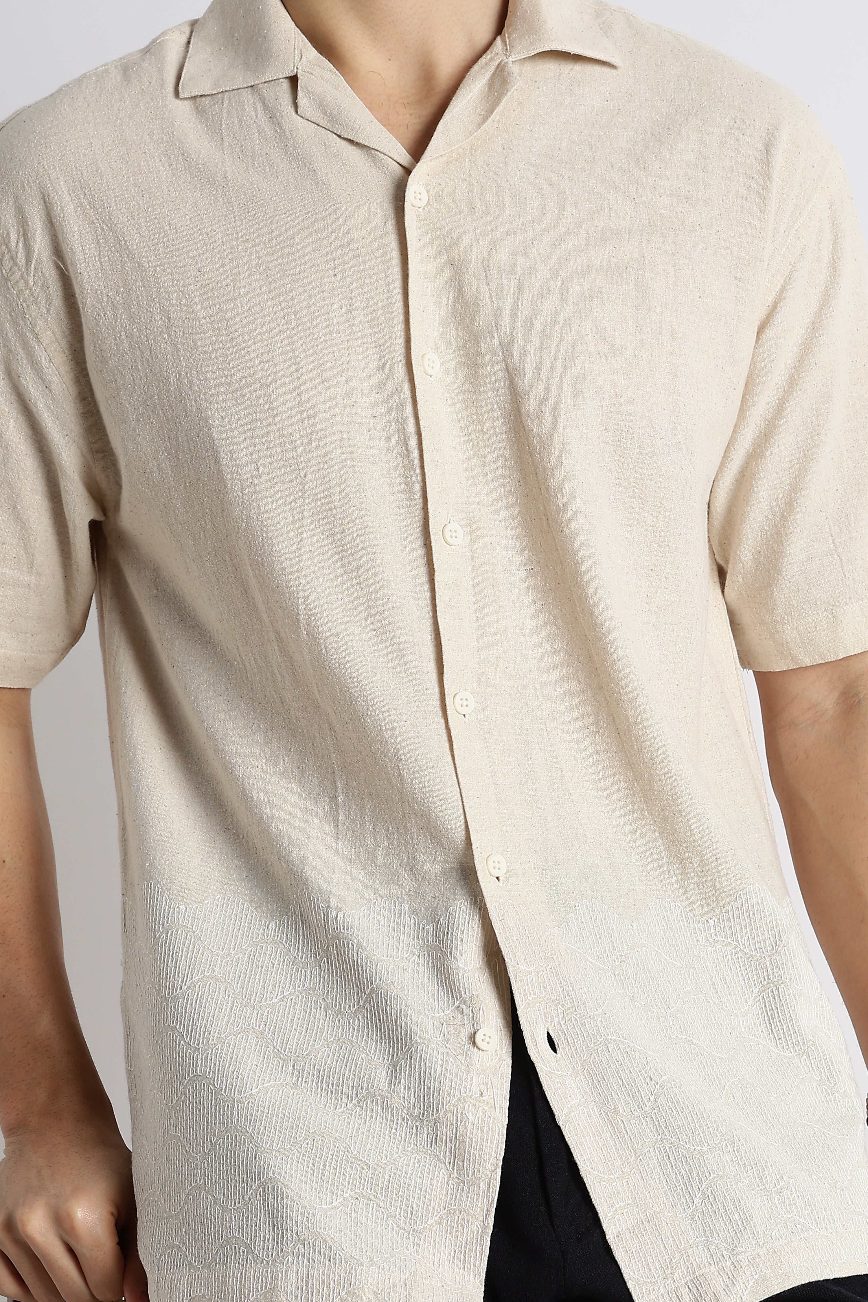 Men Cotton Cuban Collar Shirt