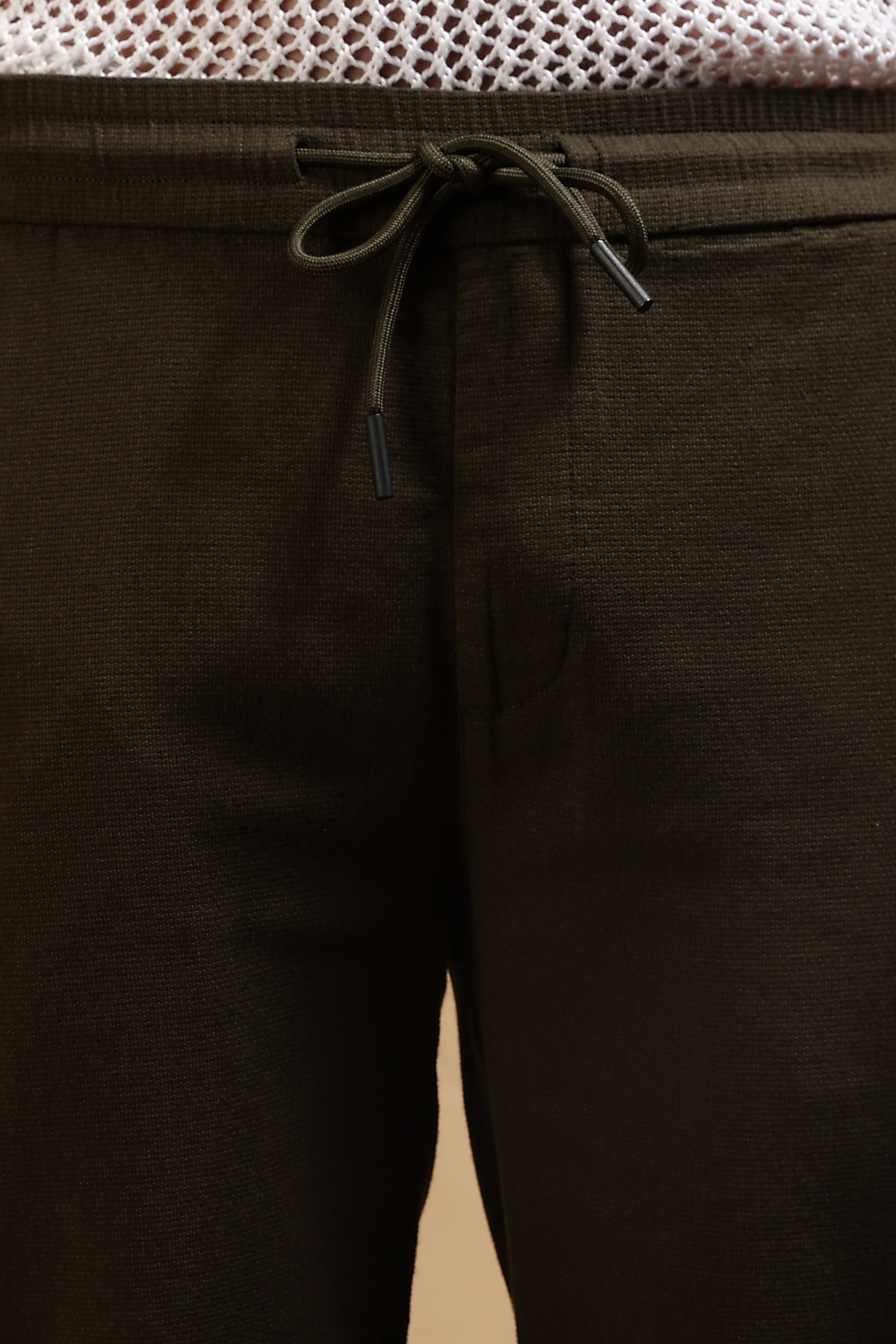 Men Grey Cotton Loose Fit Drawcord Pants