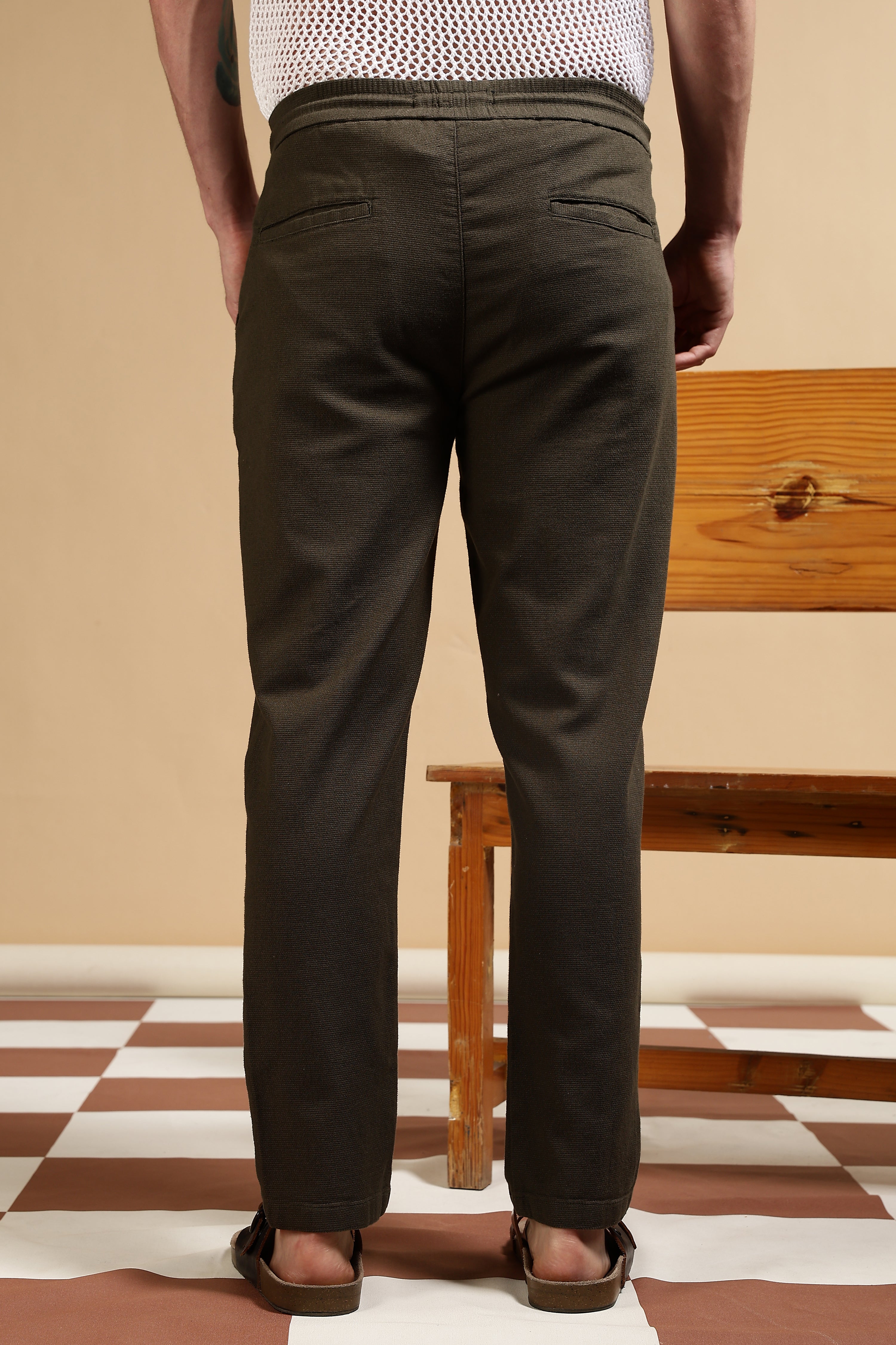 Men Grey Cotton Loose Fit Drawcord Pants