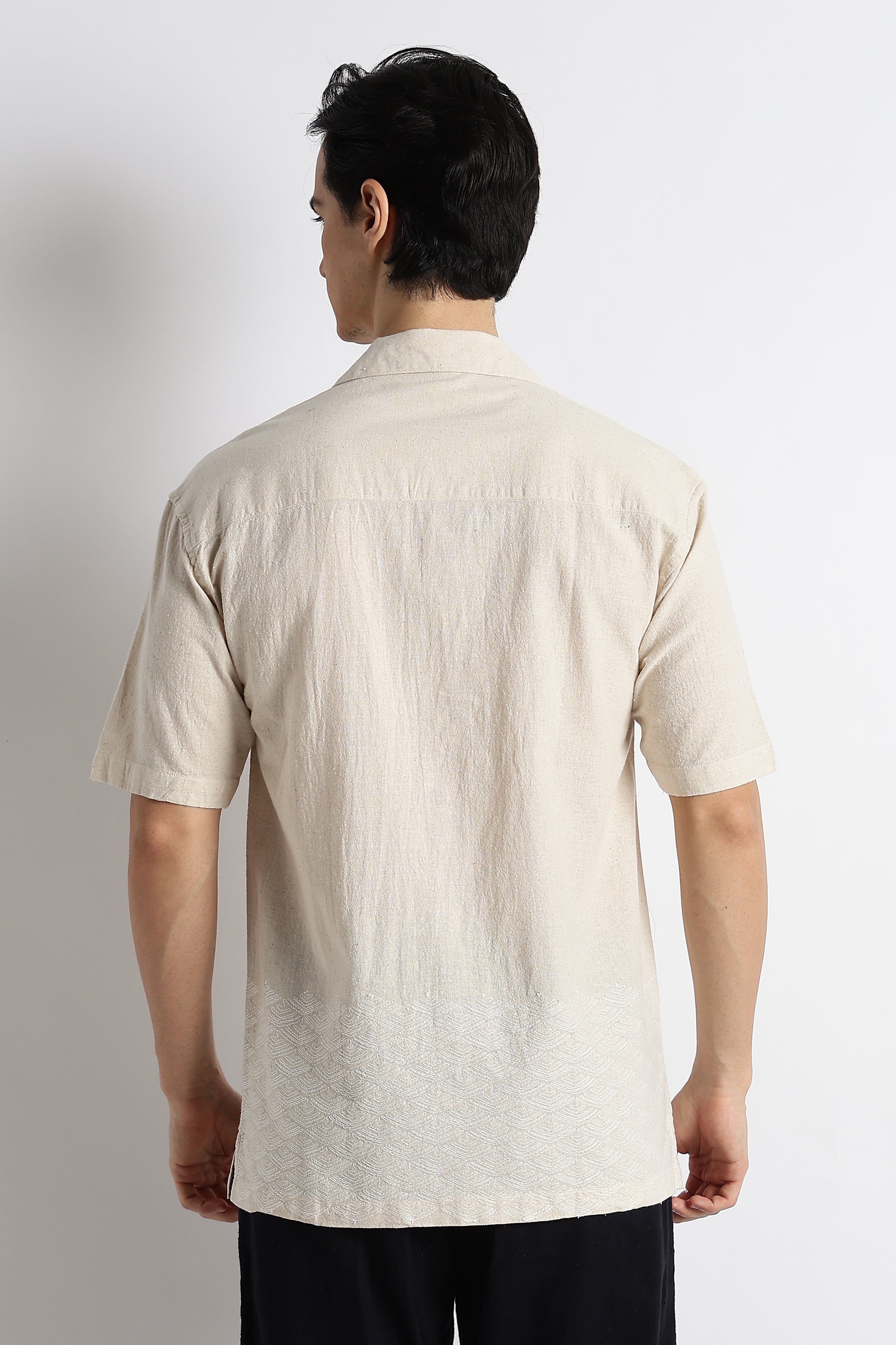 Men Cotton Cuban Collar Shirt