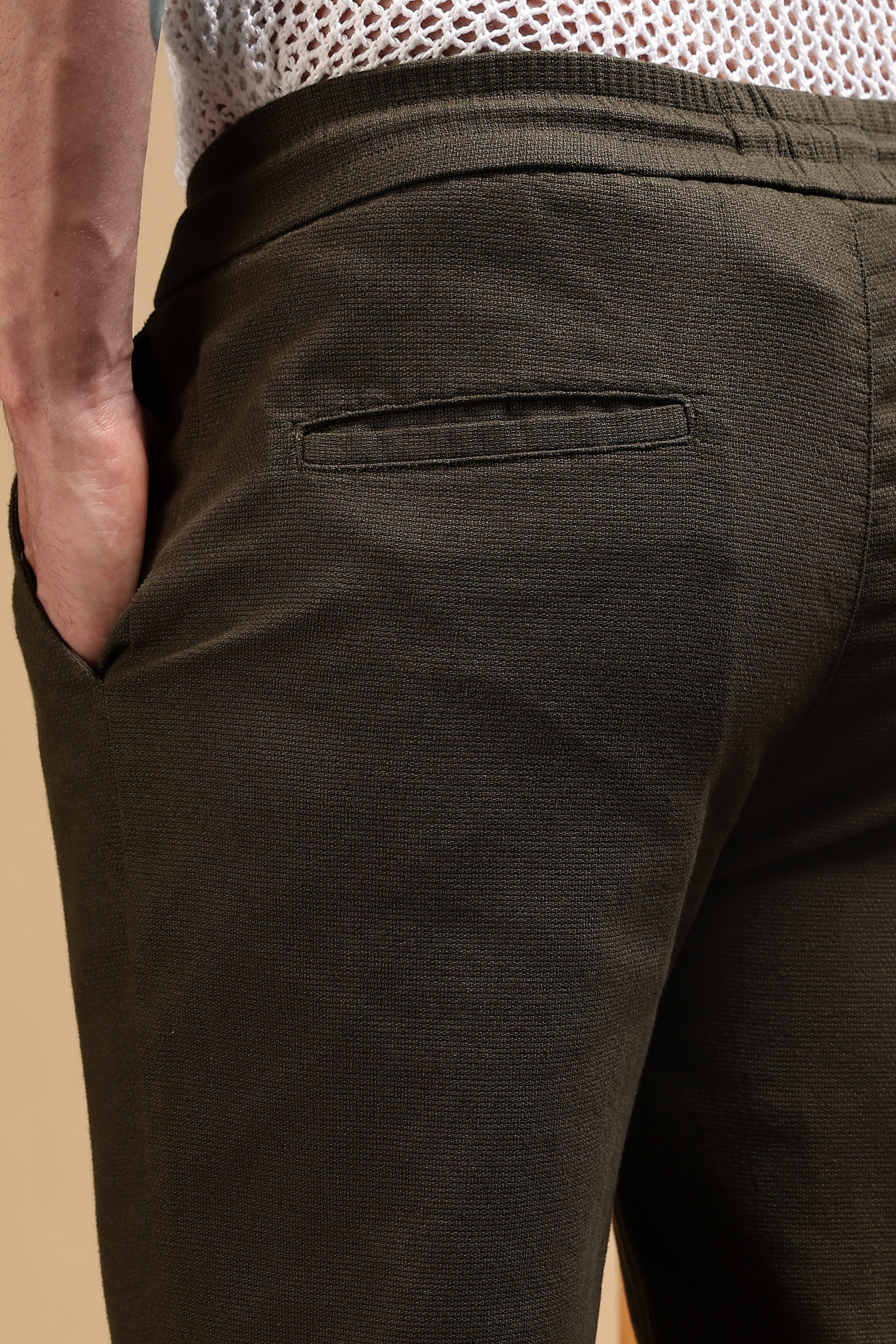 Men Grey Cotton Loose Fit Drawcord Pants