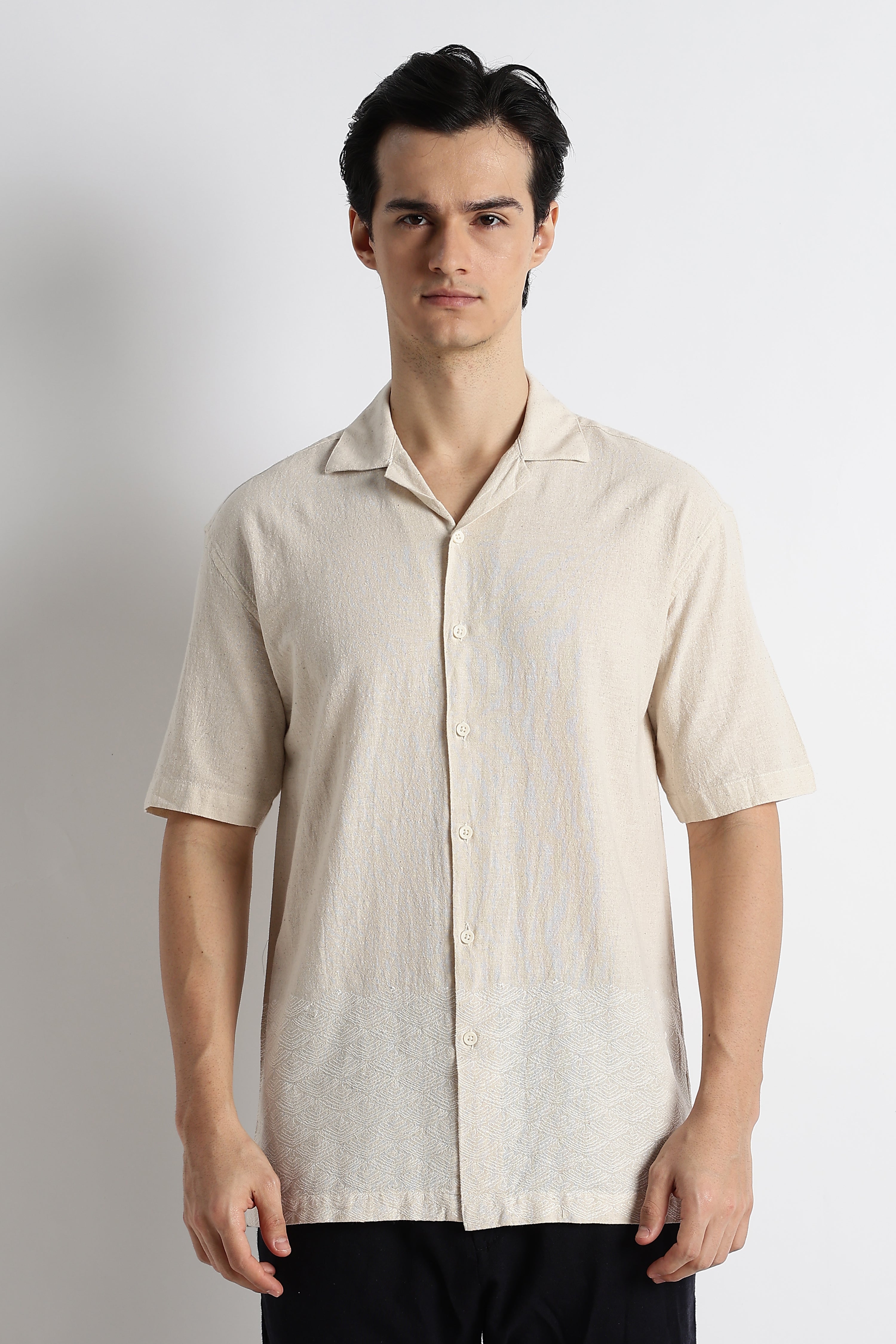 Men Cotton Cuban Collar Shirt