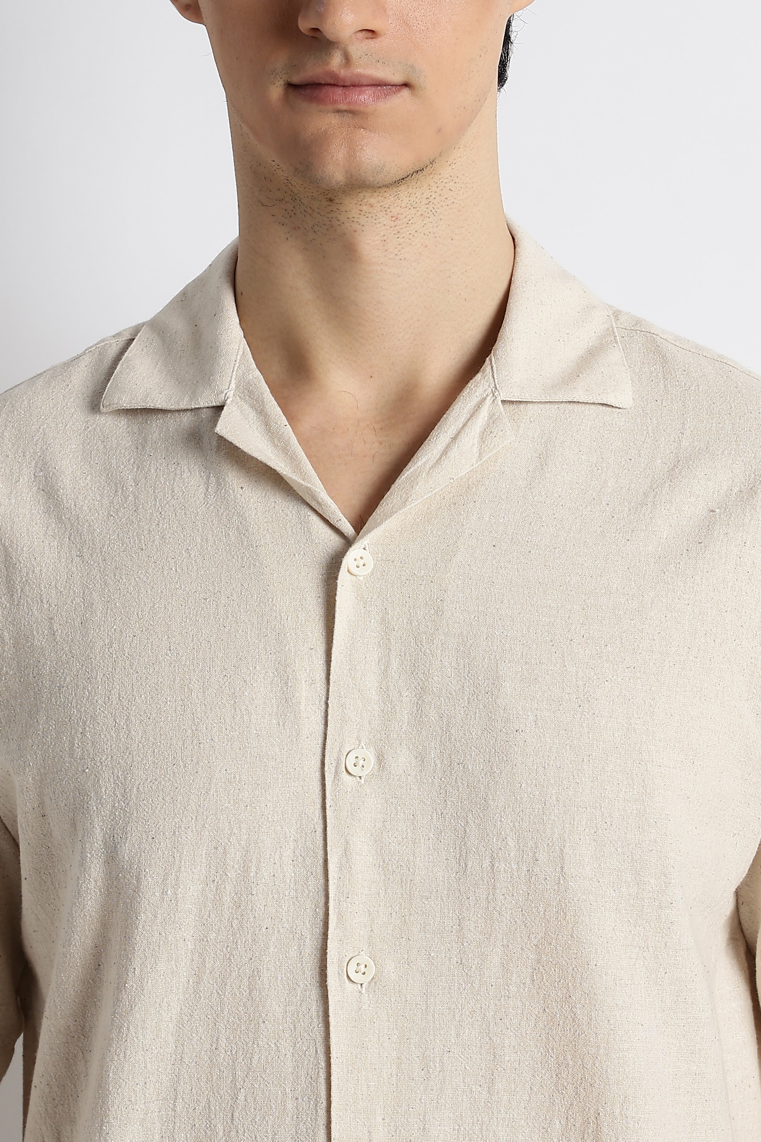 Men Cotton Cuban Collar Shirt