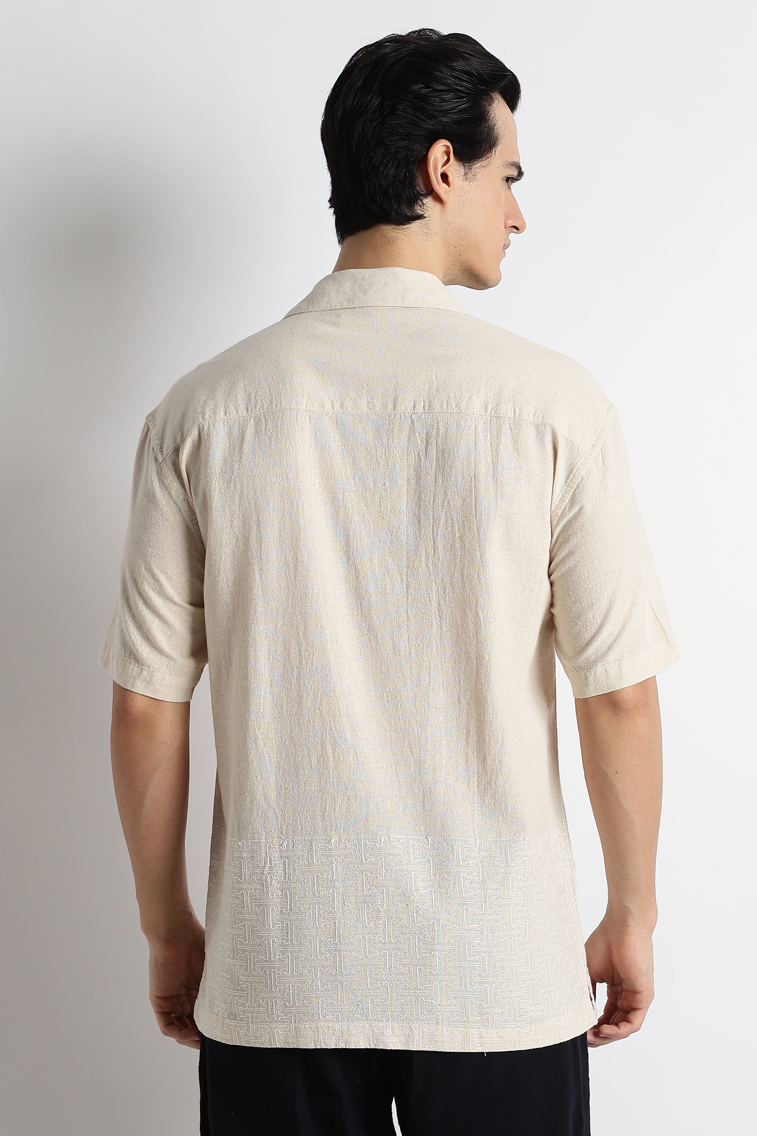 Men Cotton Cuban Collar Shirt