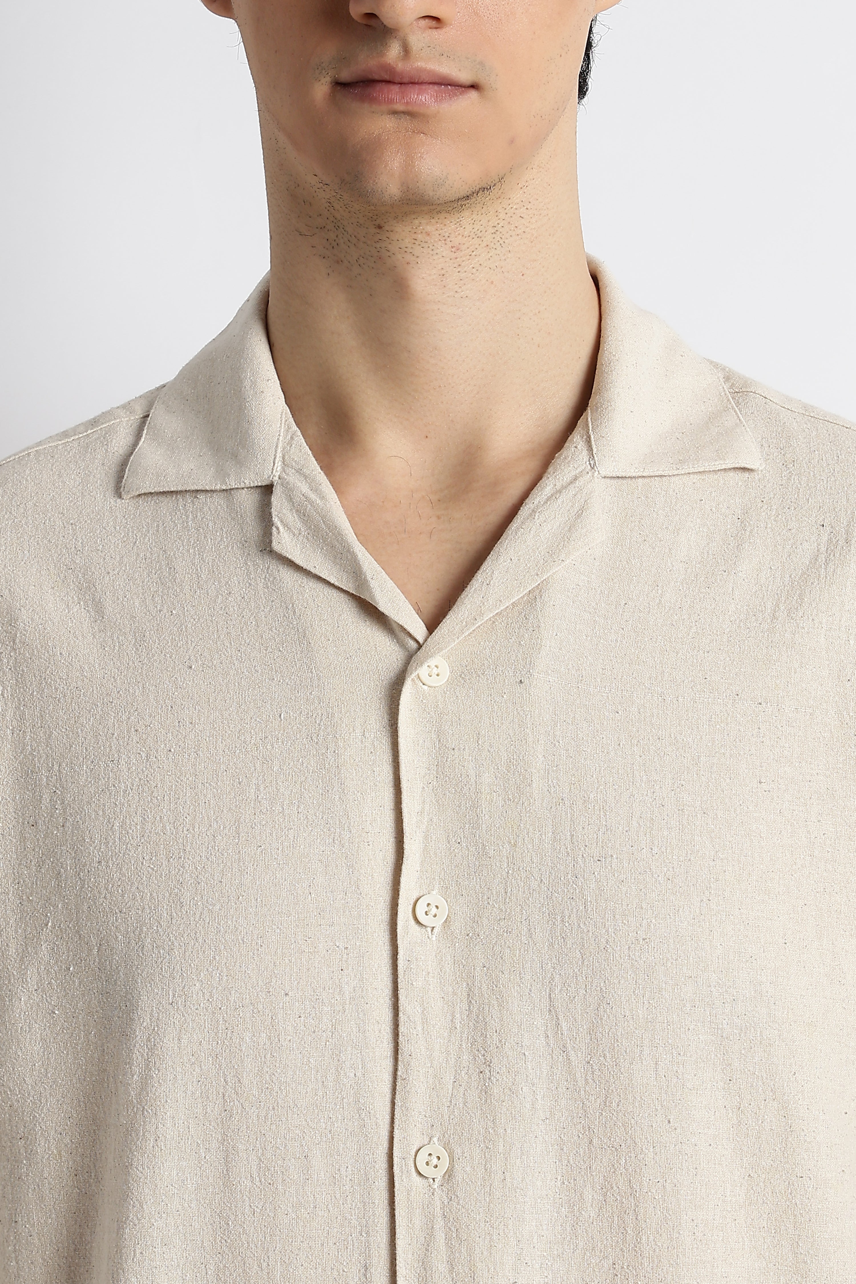 Men Cotton Cuban Collar Shirt