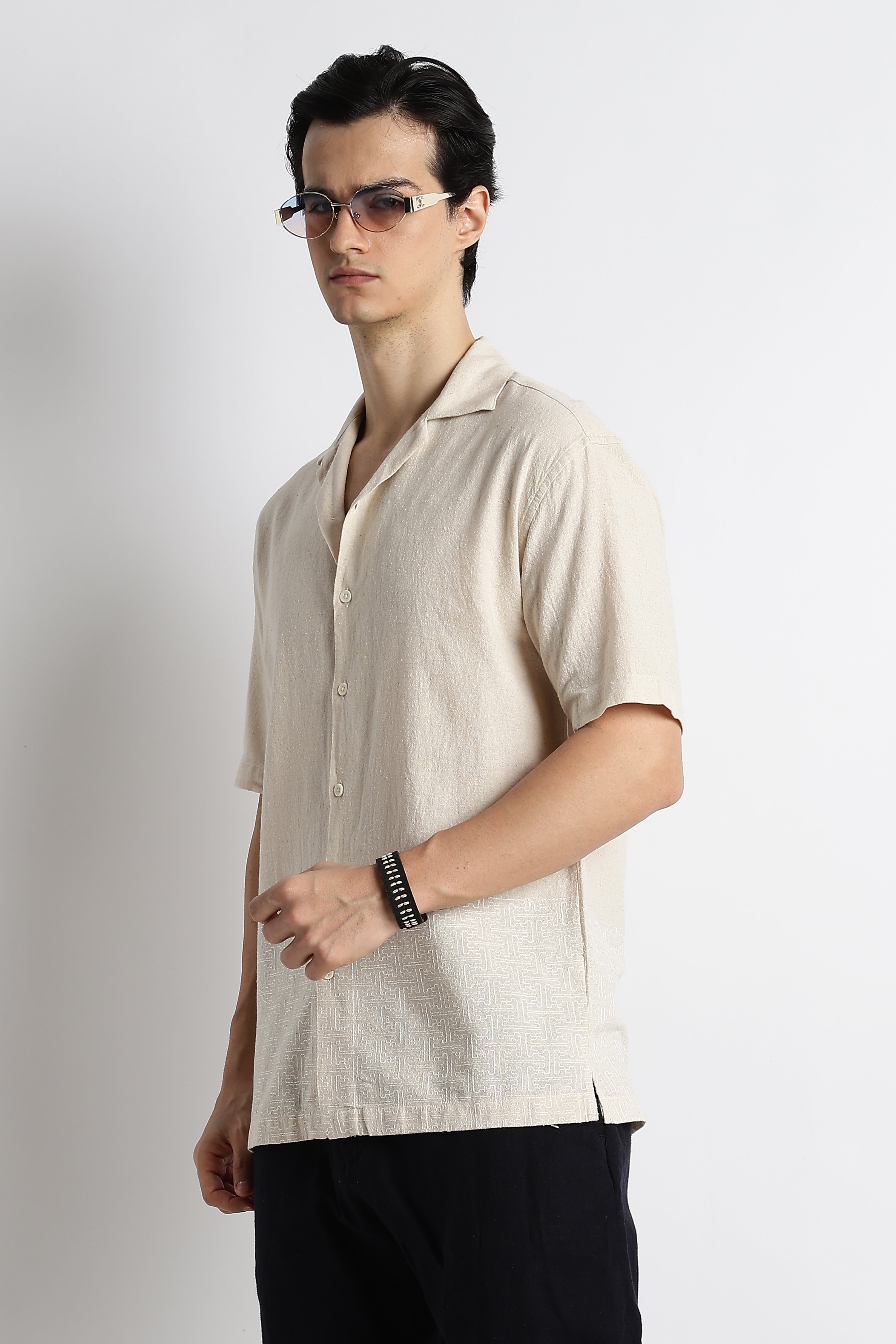 Men Cotton Cuban Collar Shirt