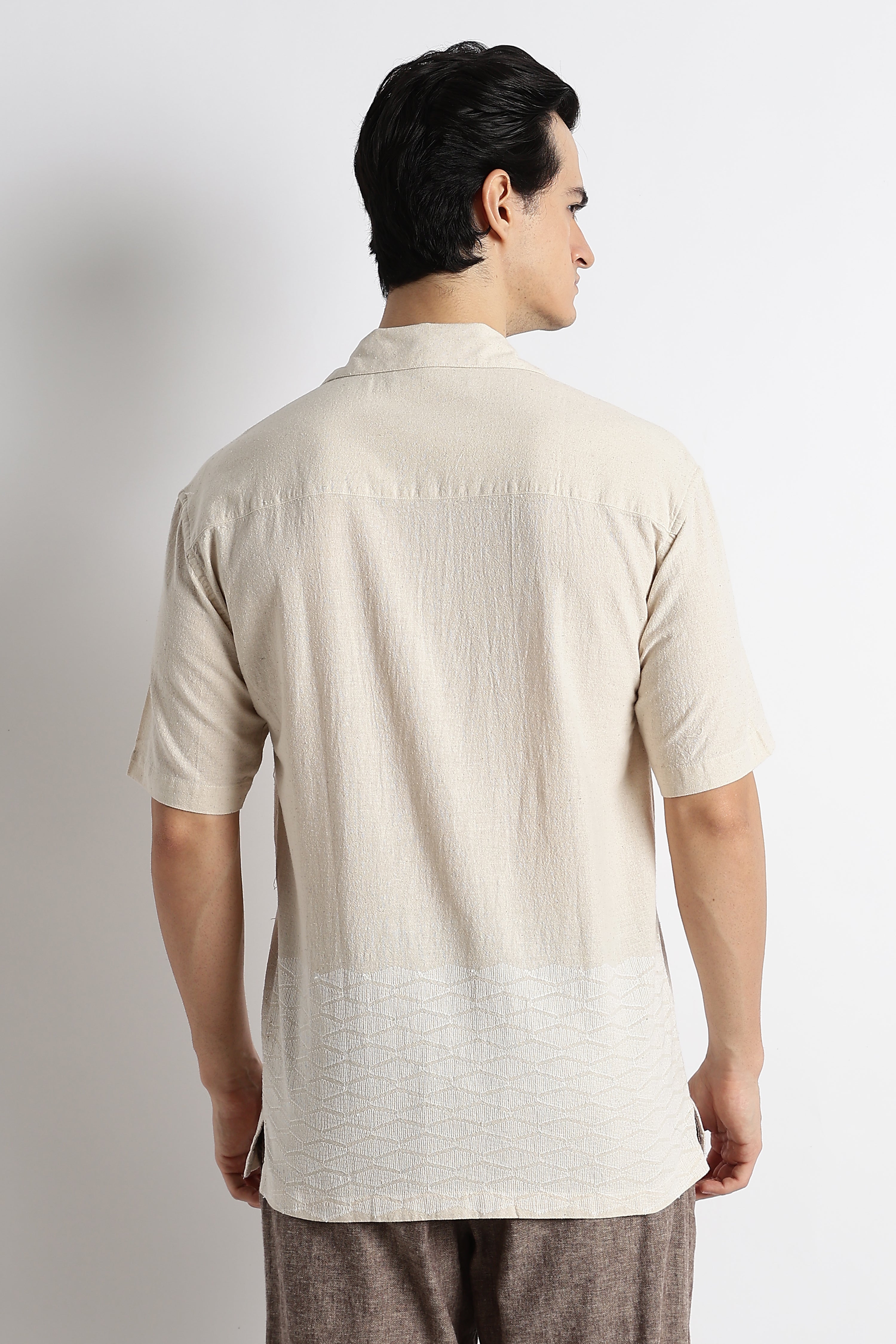 Men Cotton Cuban Collar Shirt