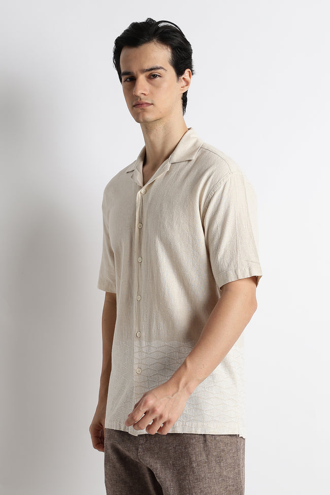Men Cotton Cuban Collar Shirt
