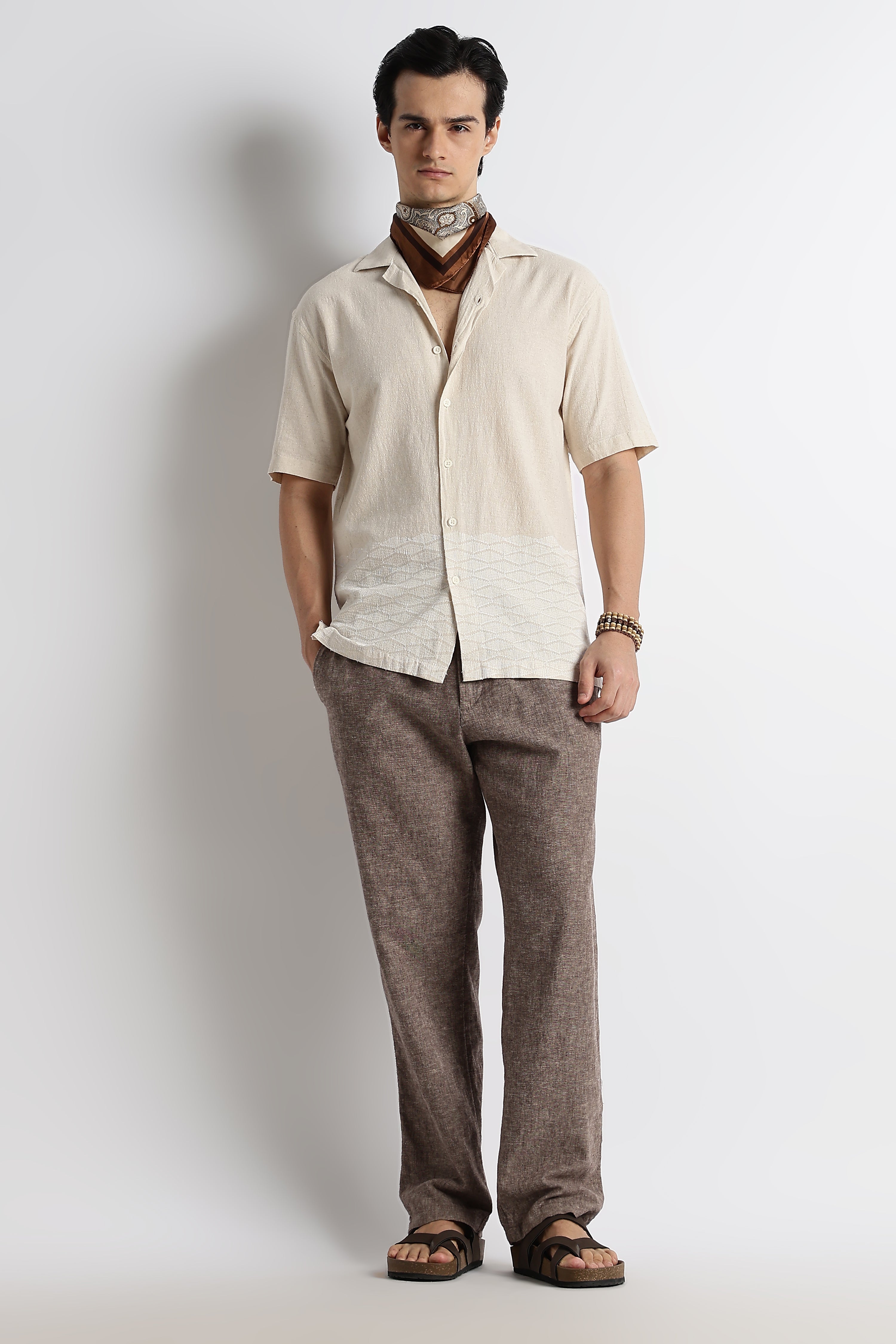 Men Cotton Cuban Collar Shirt