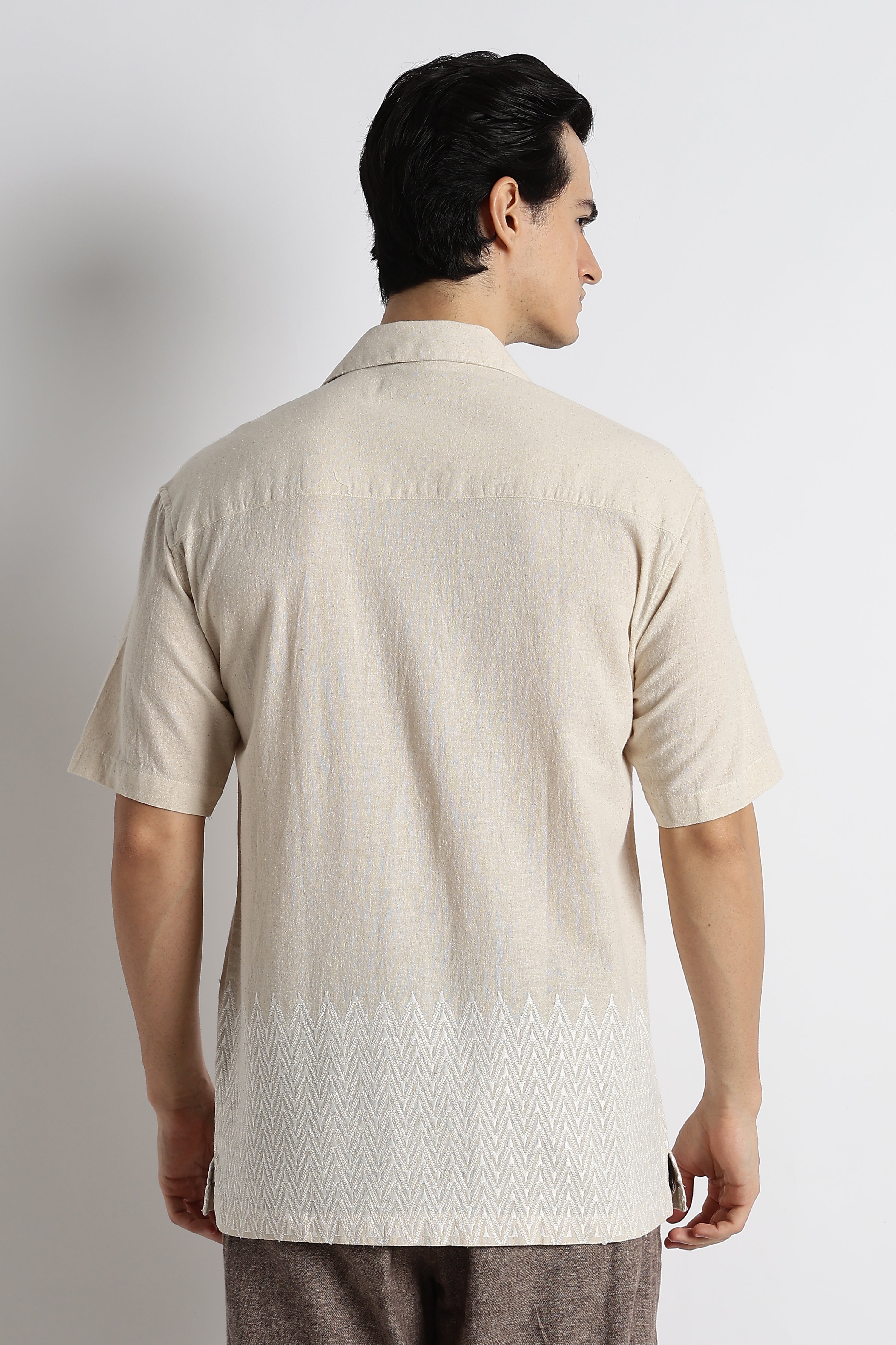 Men Cotton Cuban Collar Shirt