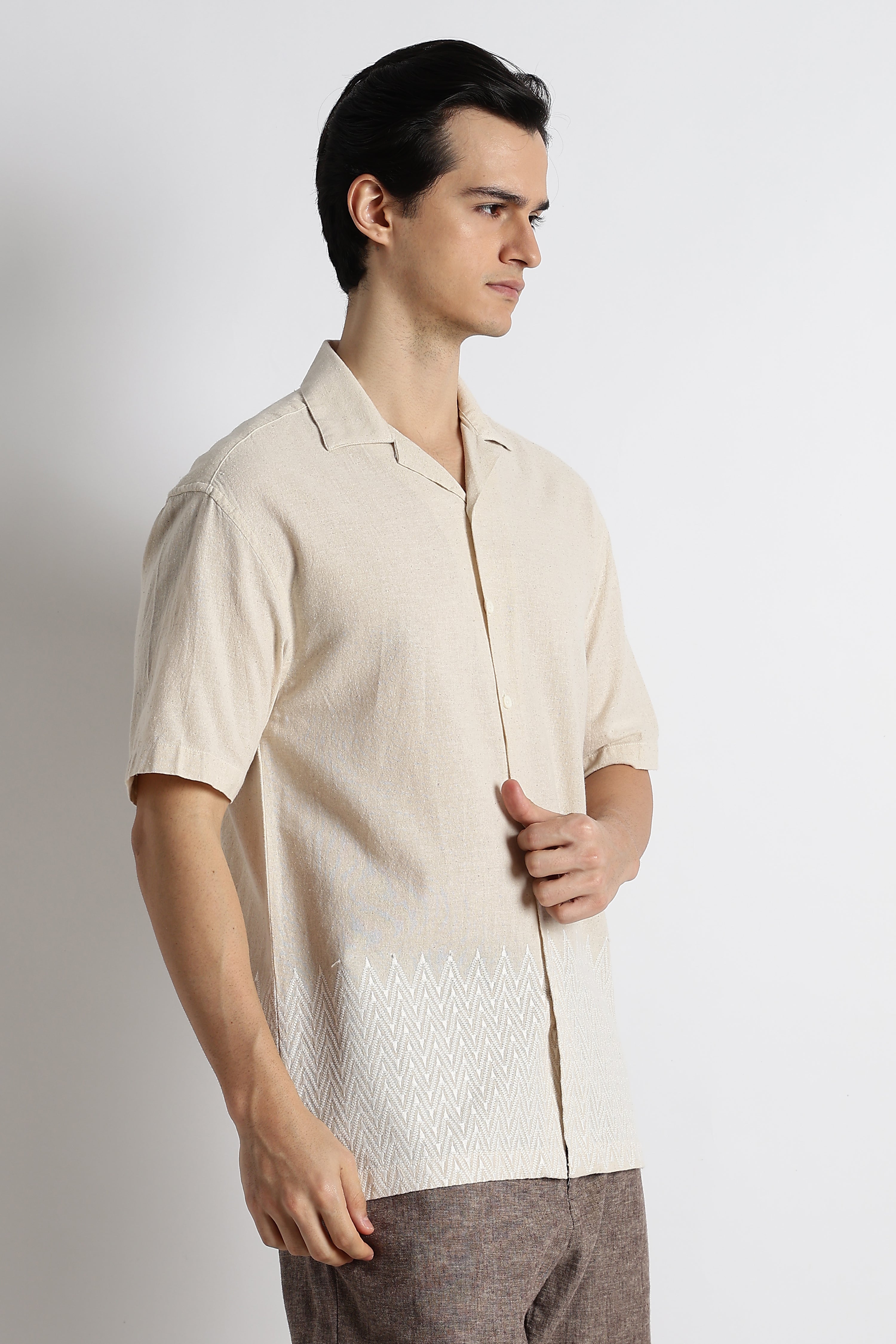 Men Cotton Cuban Collar Shirt