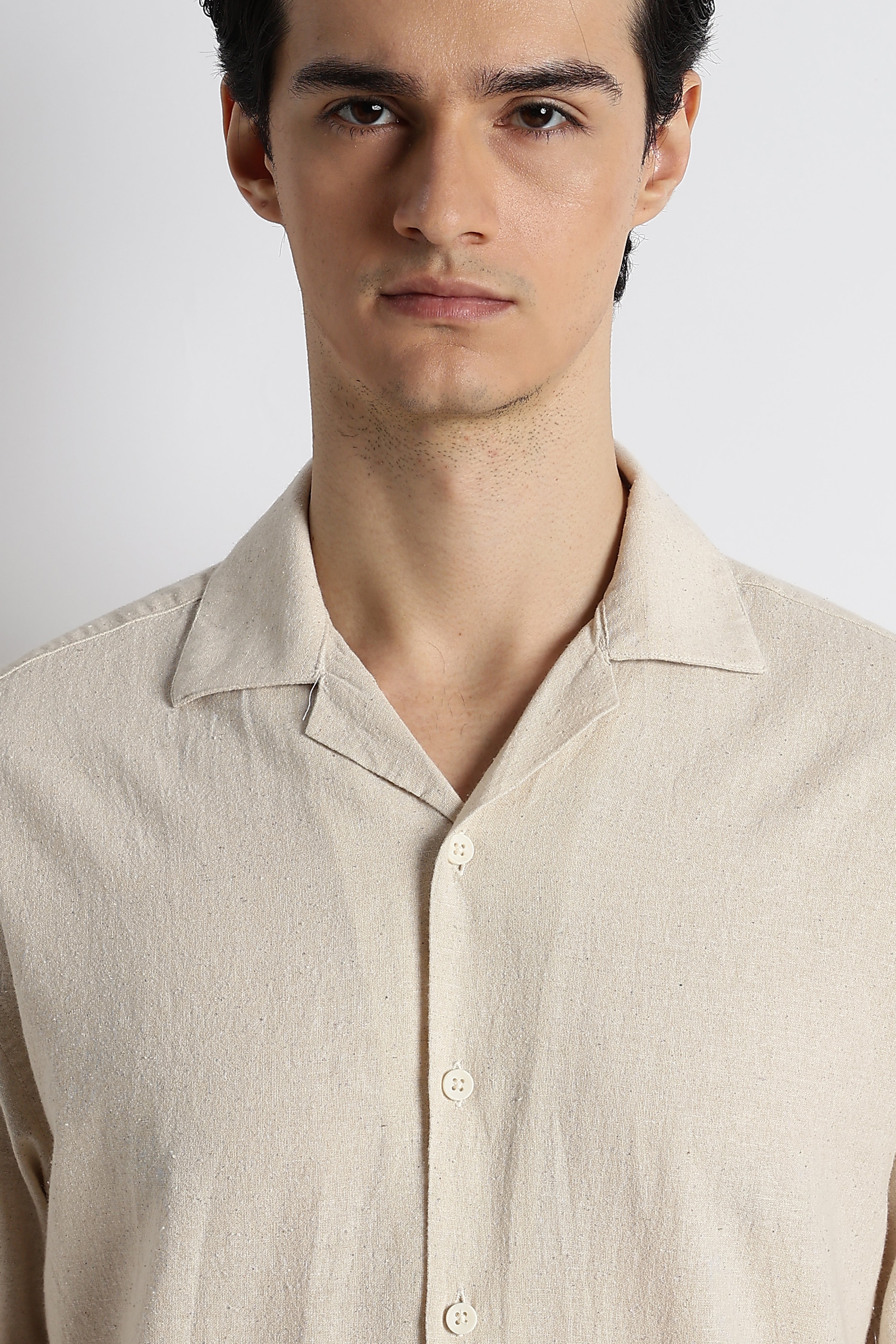 Men Cotton Cuban Collar Shirt