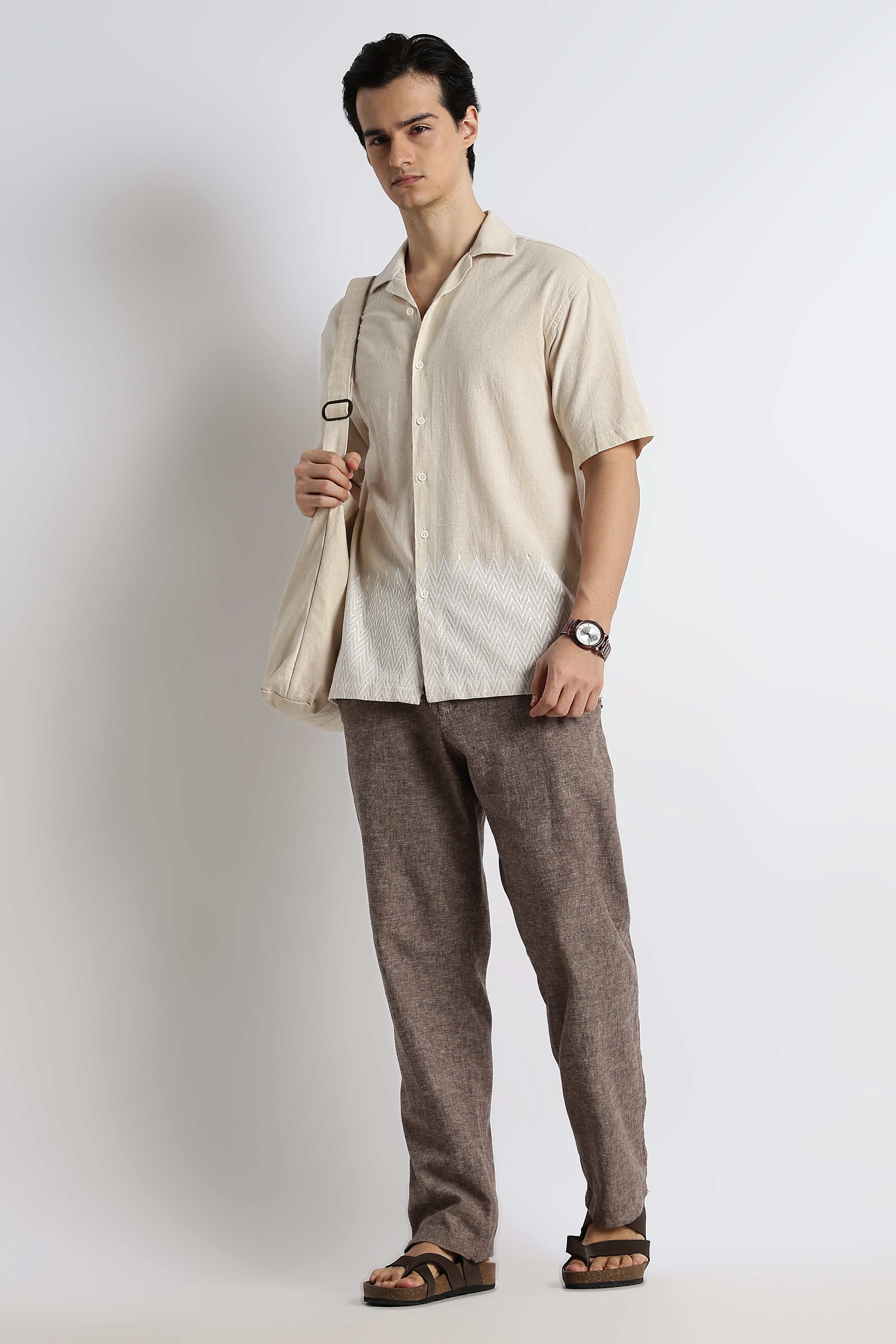 Men Cotton Cuban Collar Shirt
