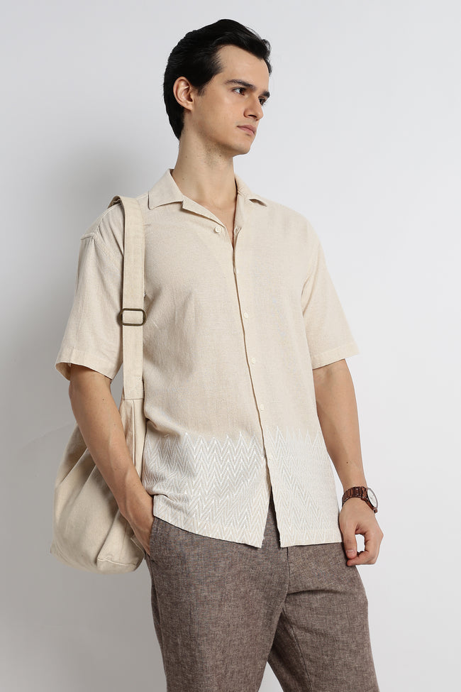 Men Cotton Cuban Collar Shirt