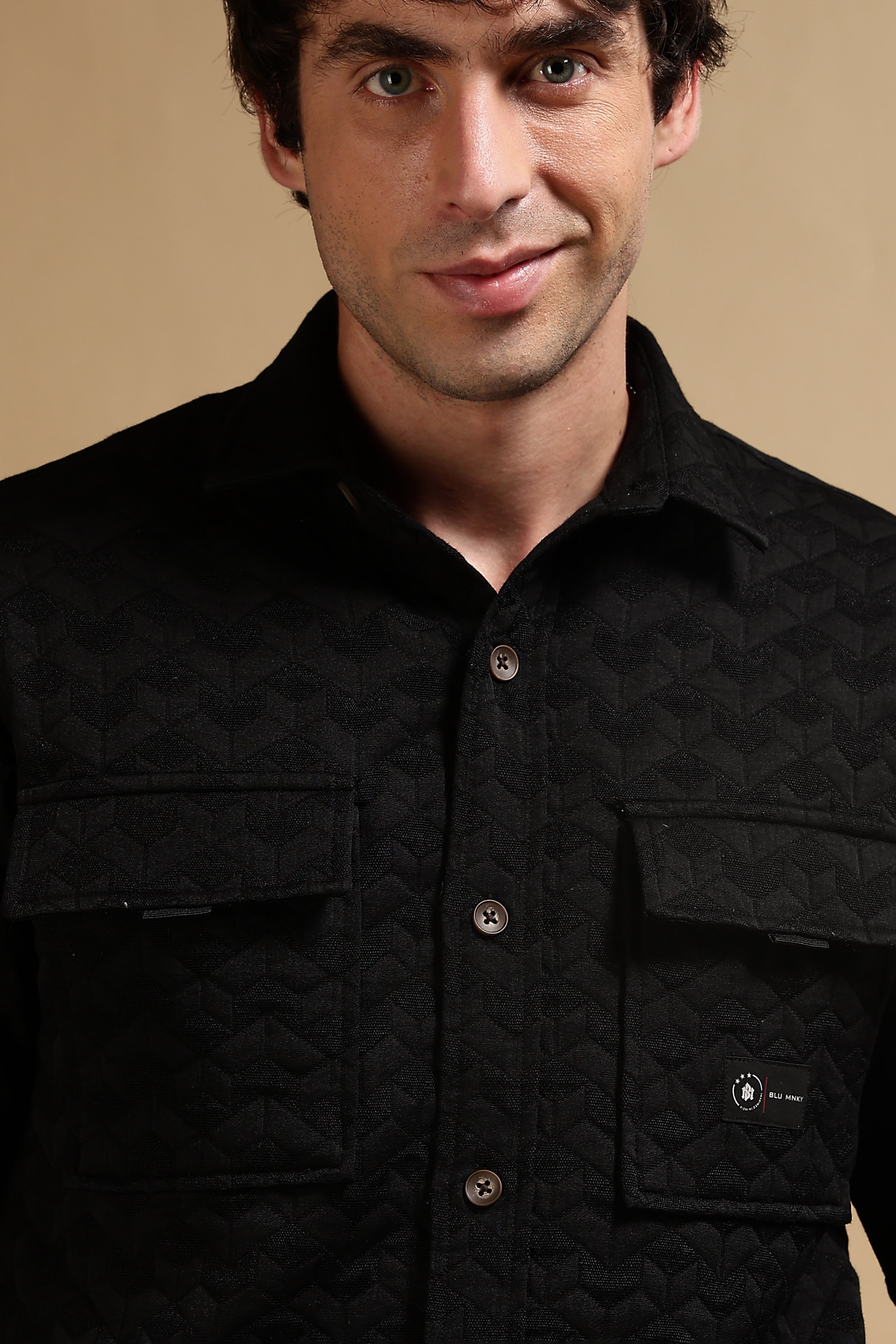 Men Black Casual Shacket