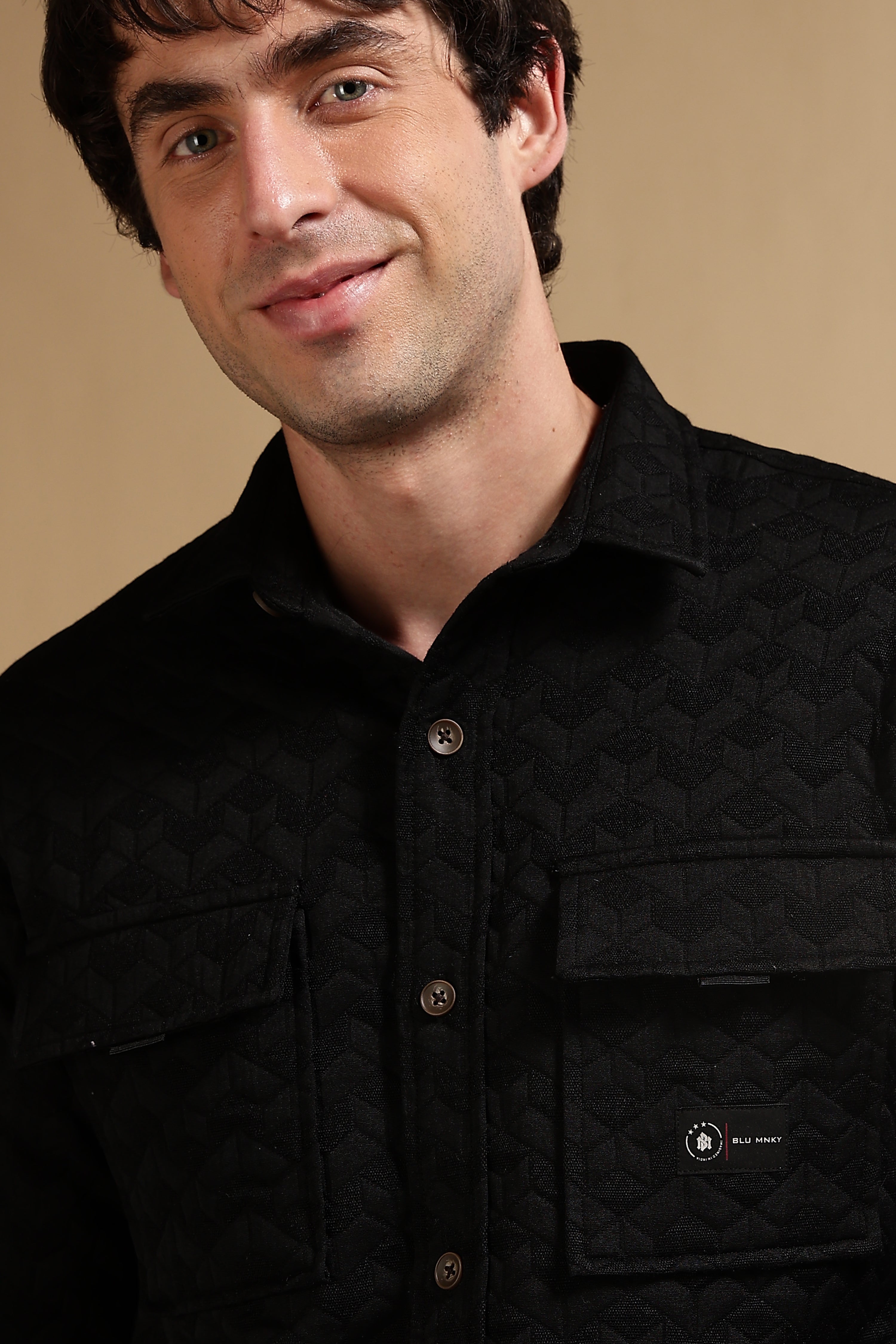 Men Black Casual Shacket