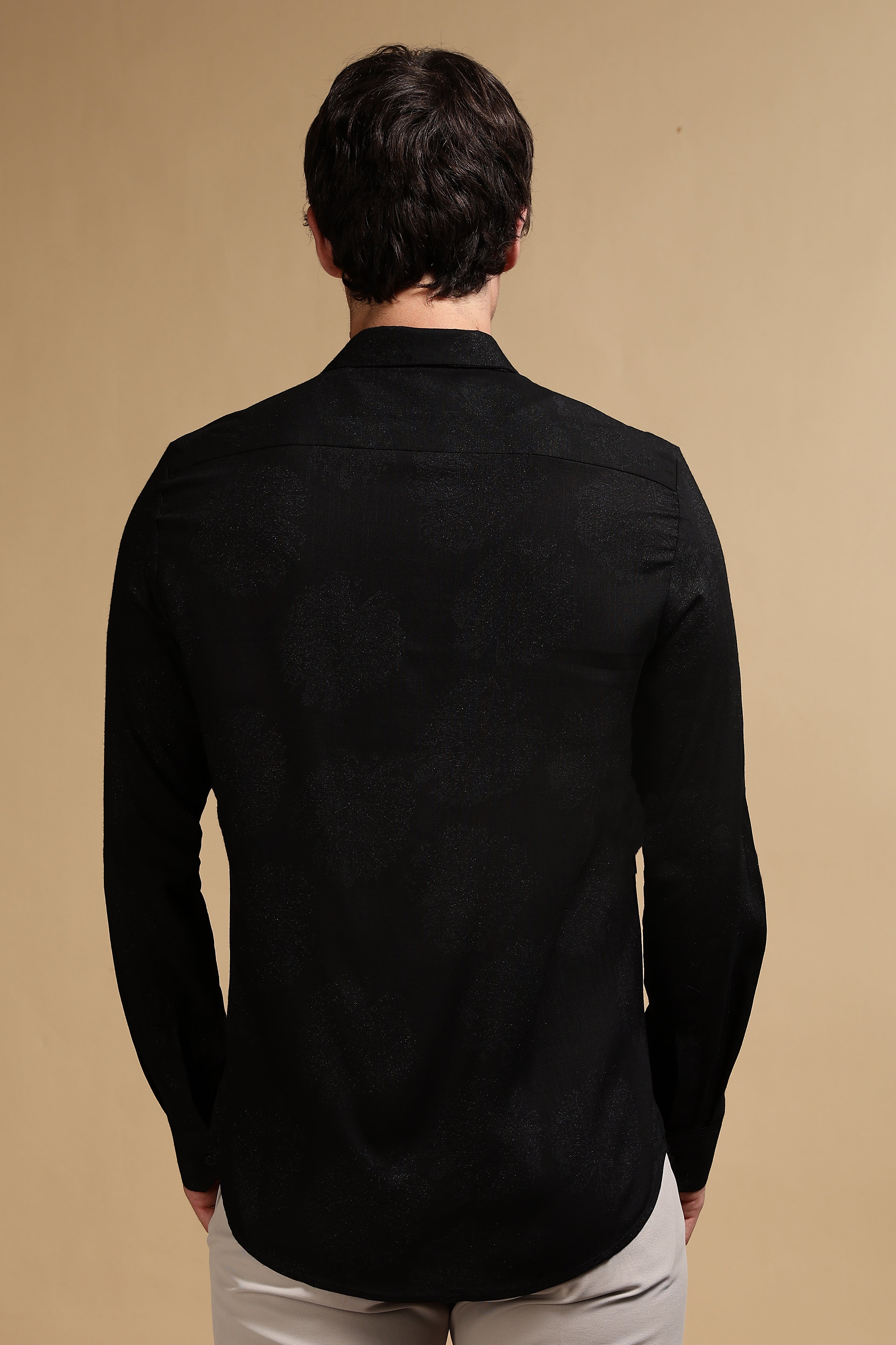Men Black Glitter print festive wear